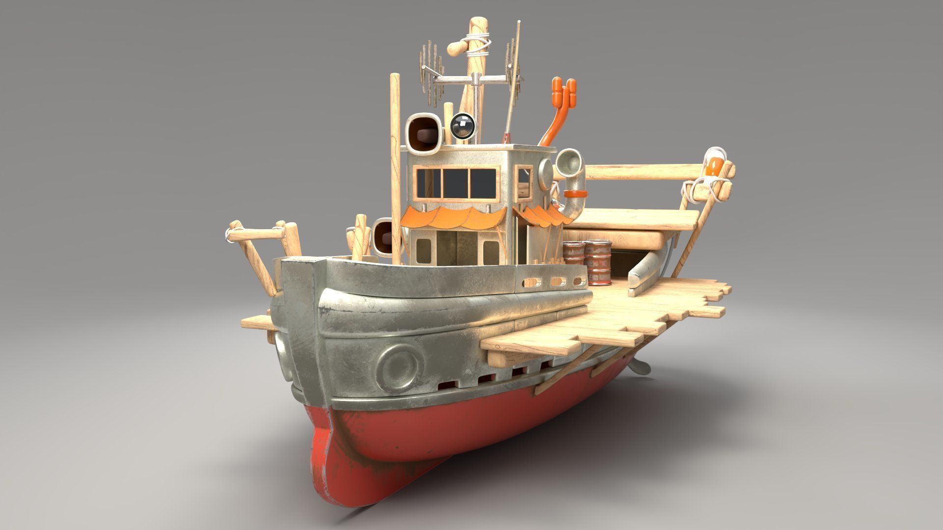 Boat 3d Model with substance painter texturing Low-poly 3D model_4