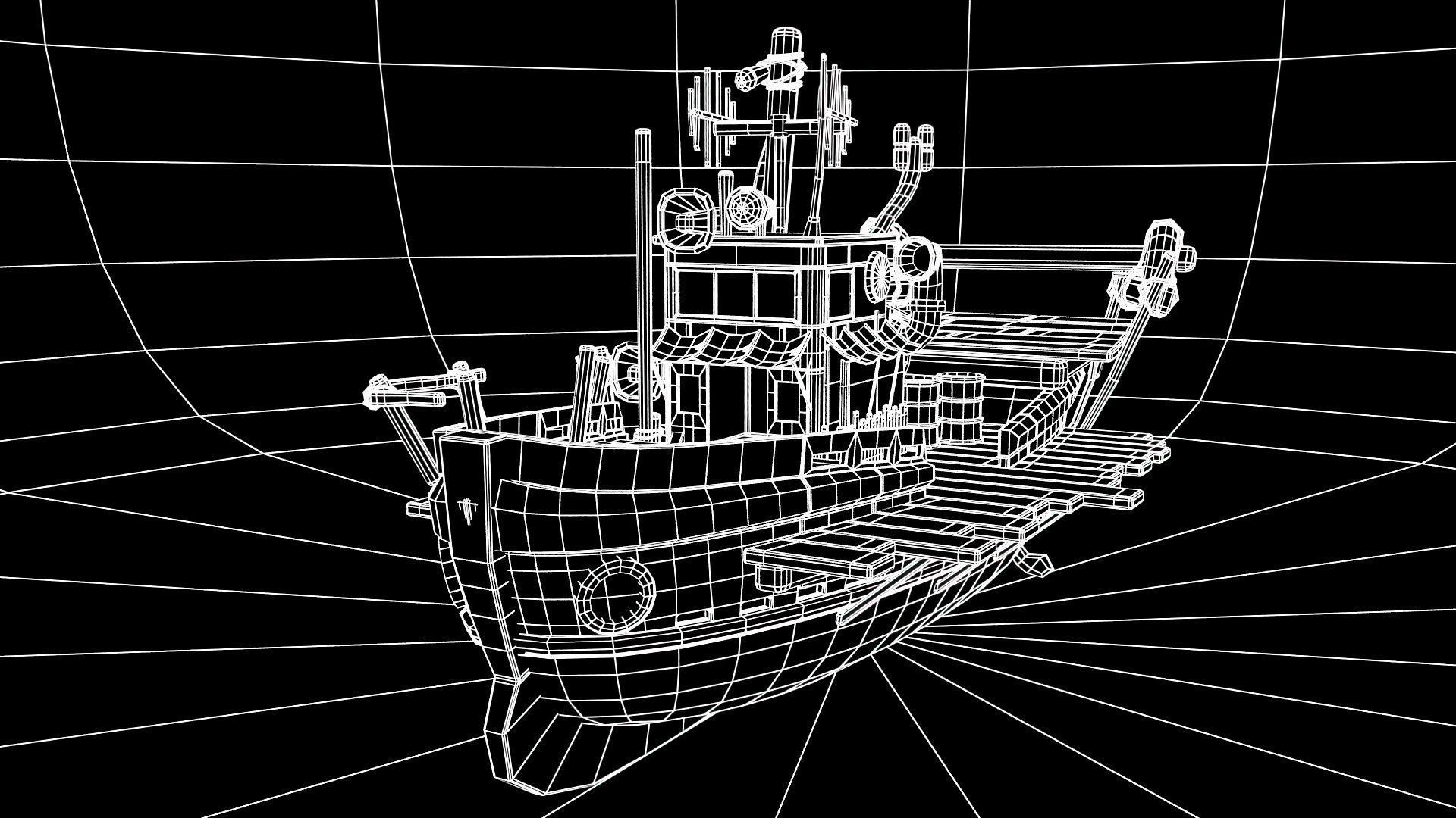 Boat 3d Model with substance painter texturing Low-poly 3D model_8