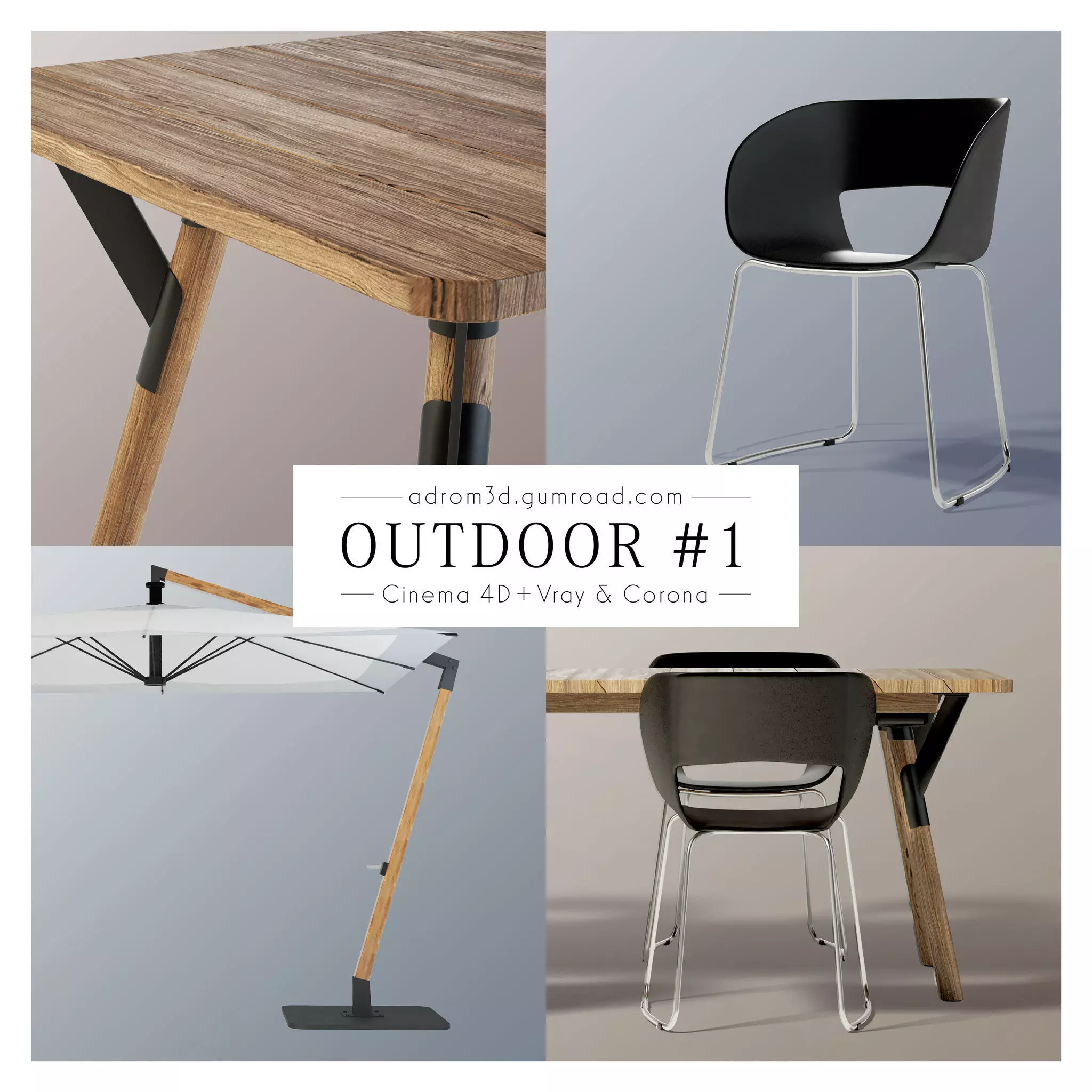 Outdoor furniture 1 for Cinema 4D 3D model