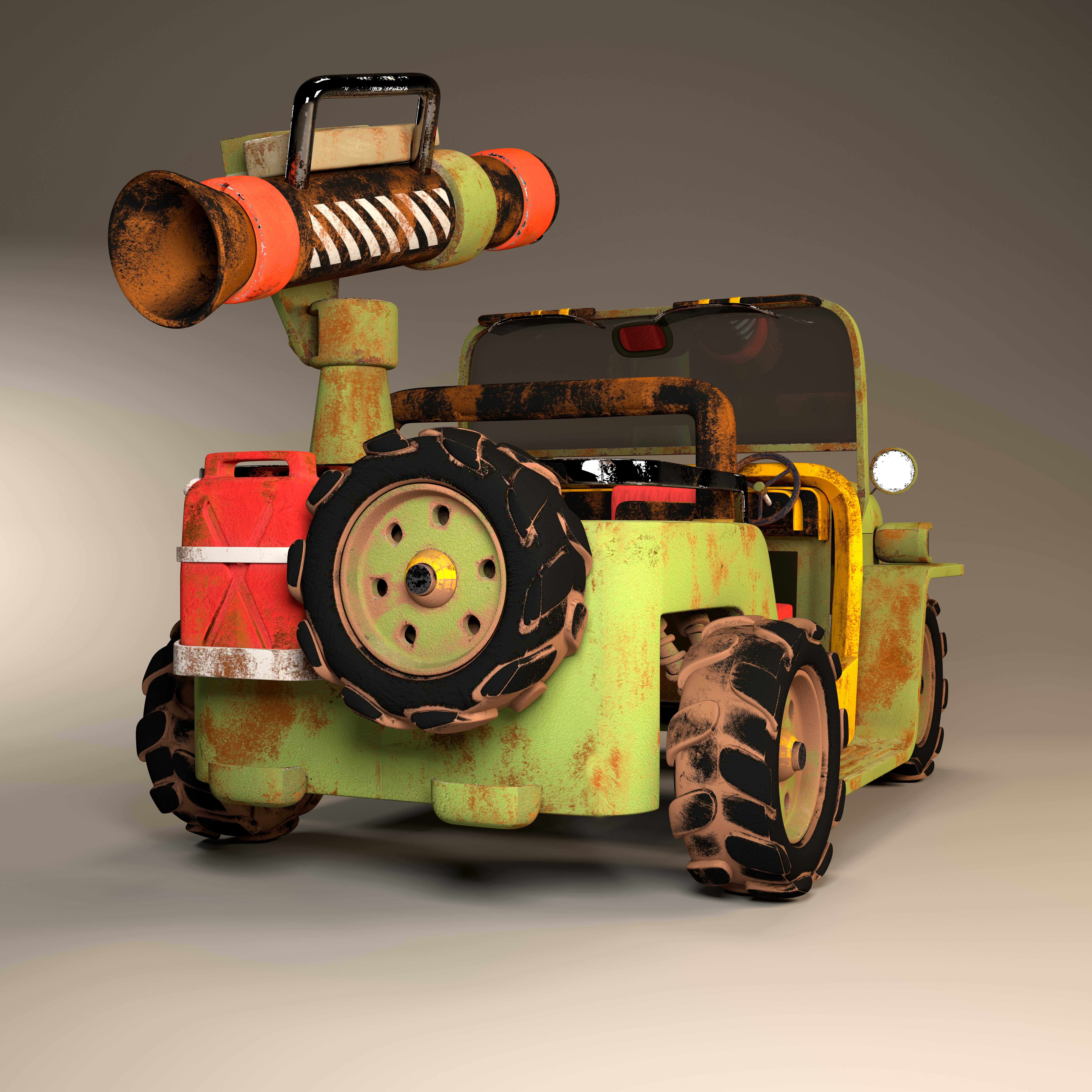 3D jeep Model with Substance painter texturing Low-poly 3D model_4