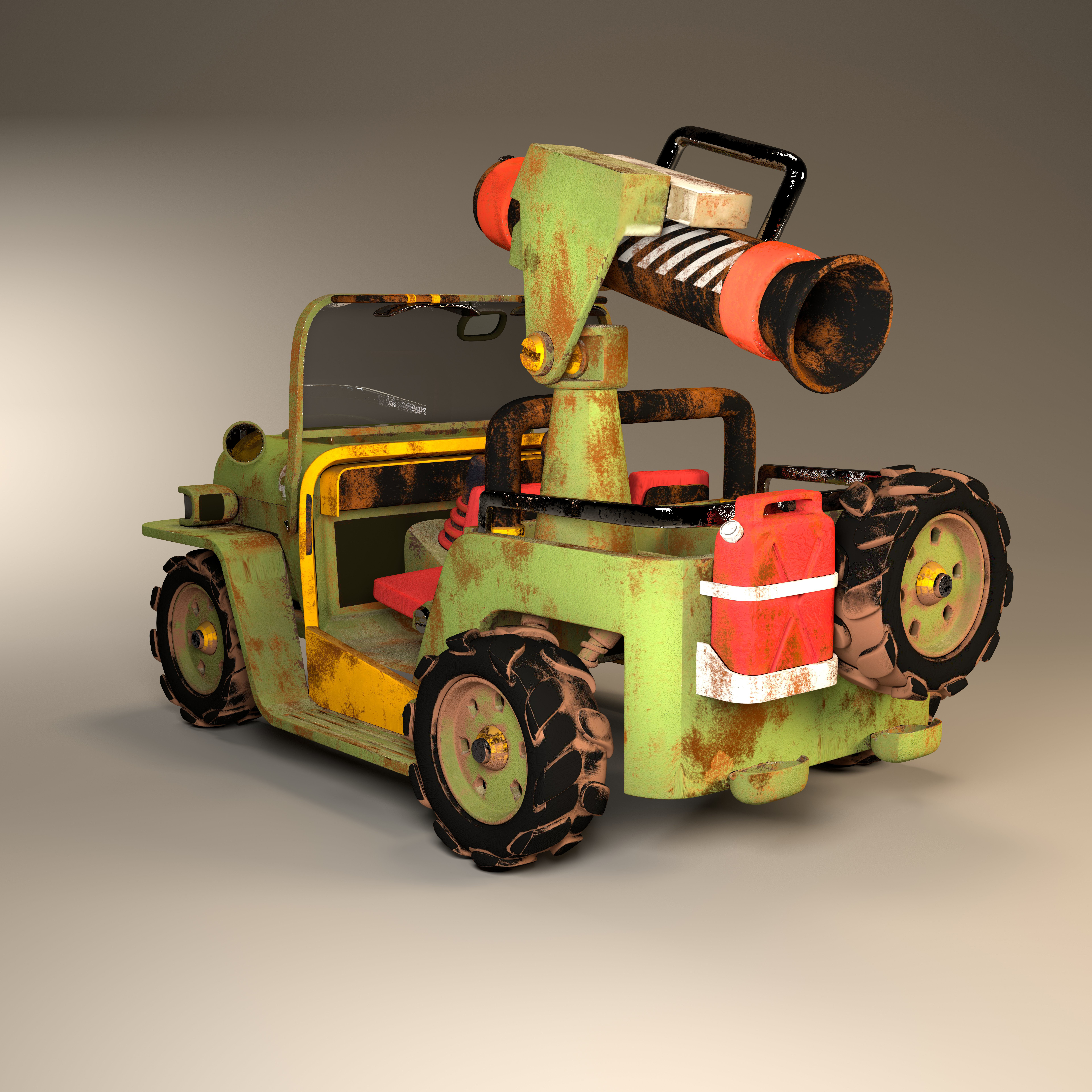 3D jeep Model with Substance painter texturing Low-poly 3D model_3