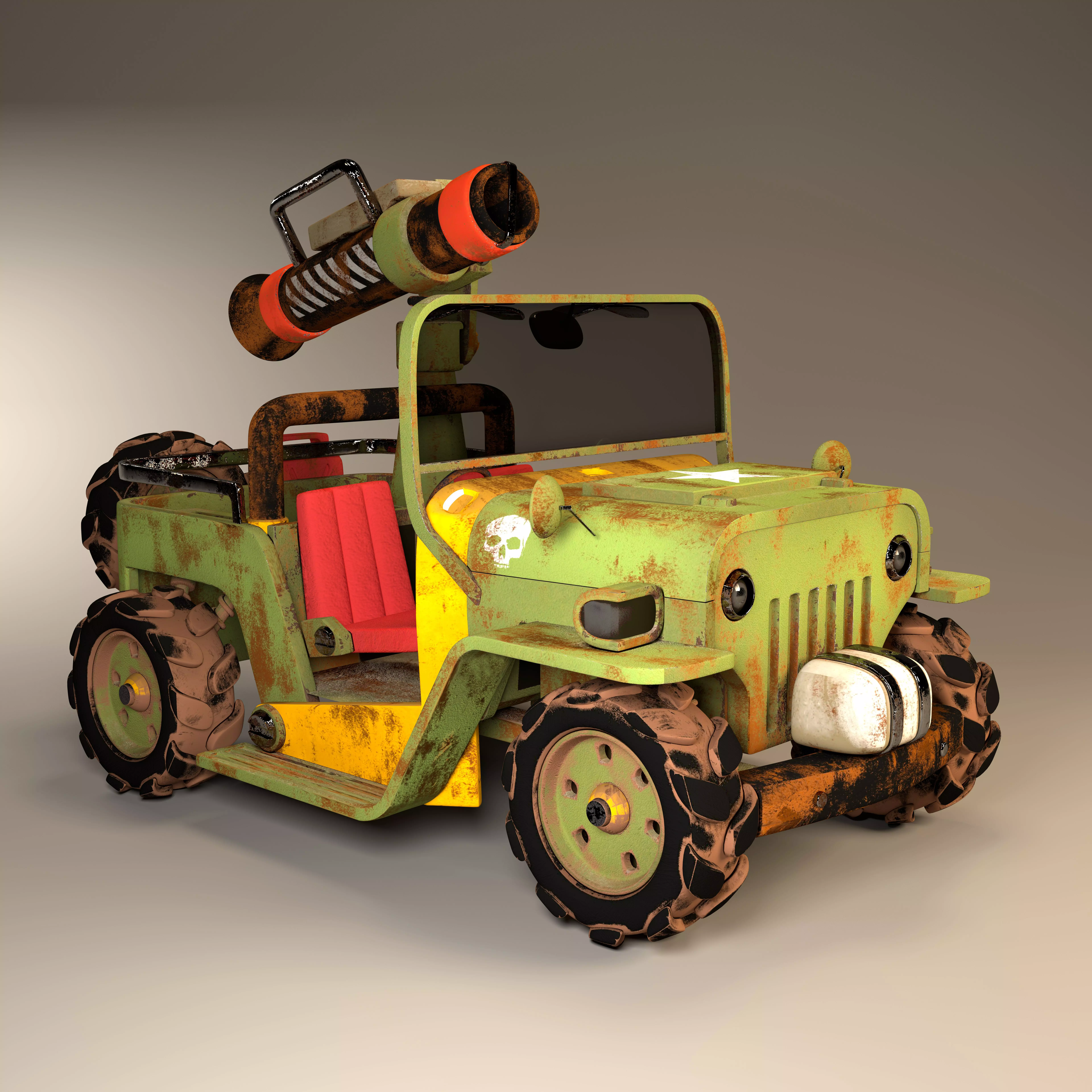 3D jeep Model with Substance painter texturing Low-poly 3D model_0
