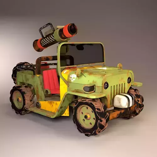 3D jeep Model with Substance painter texturing Low-poly 3D model
