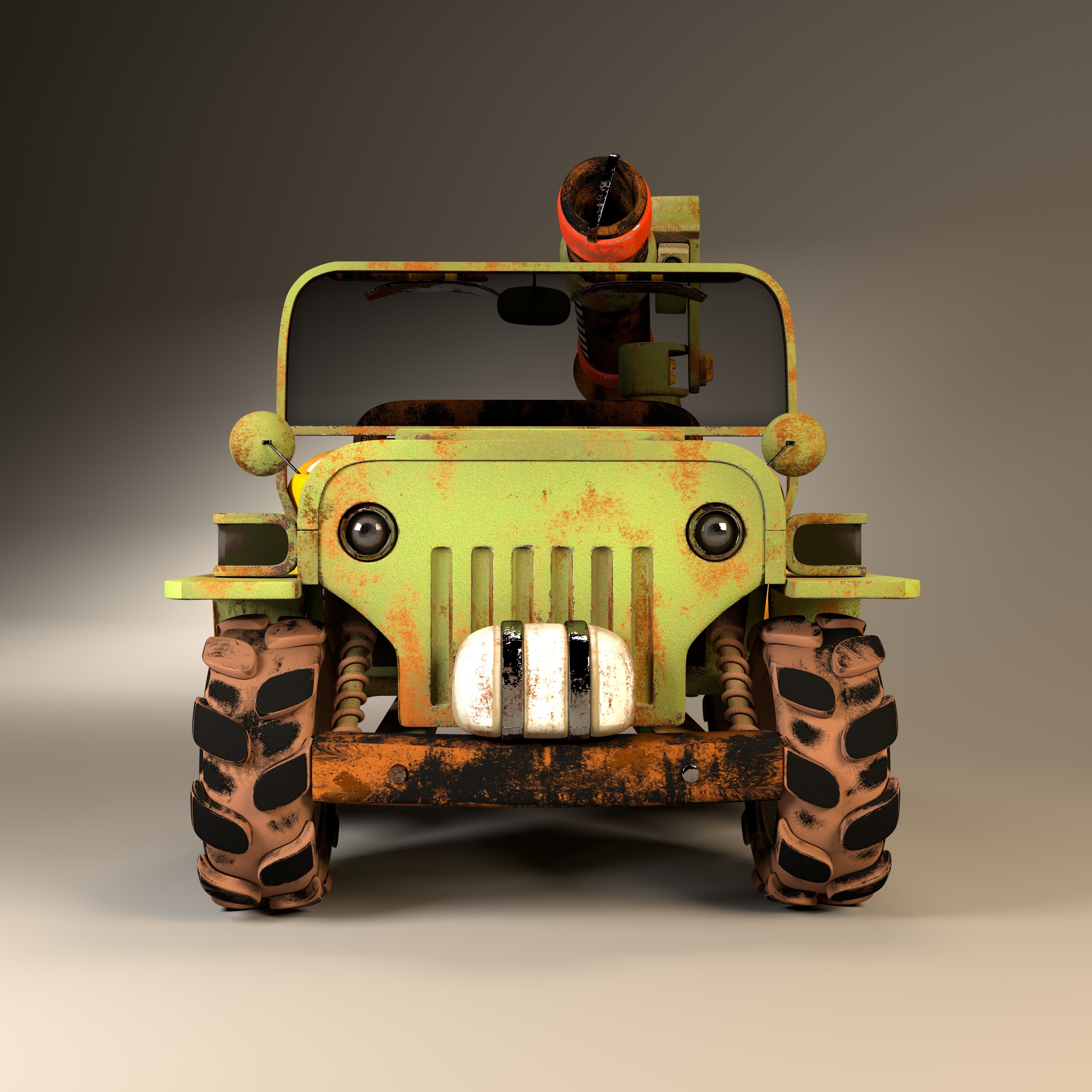 3D jeep Model with Substance painter texturing Low-poly 3D model_5