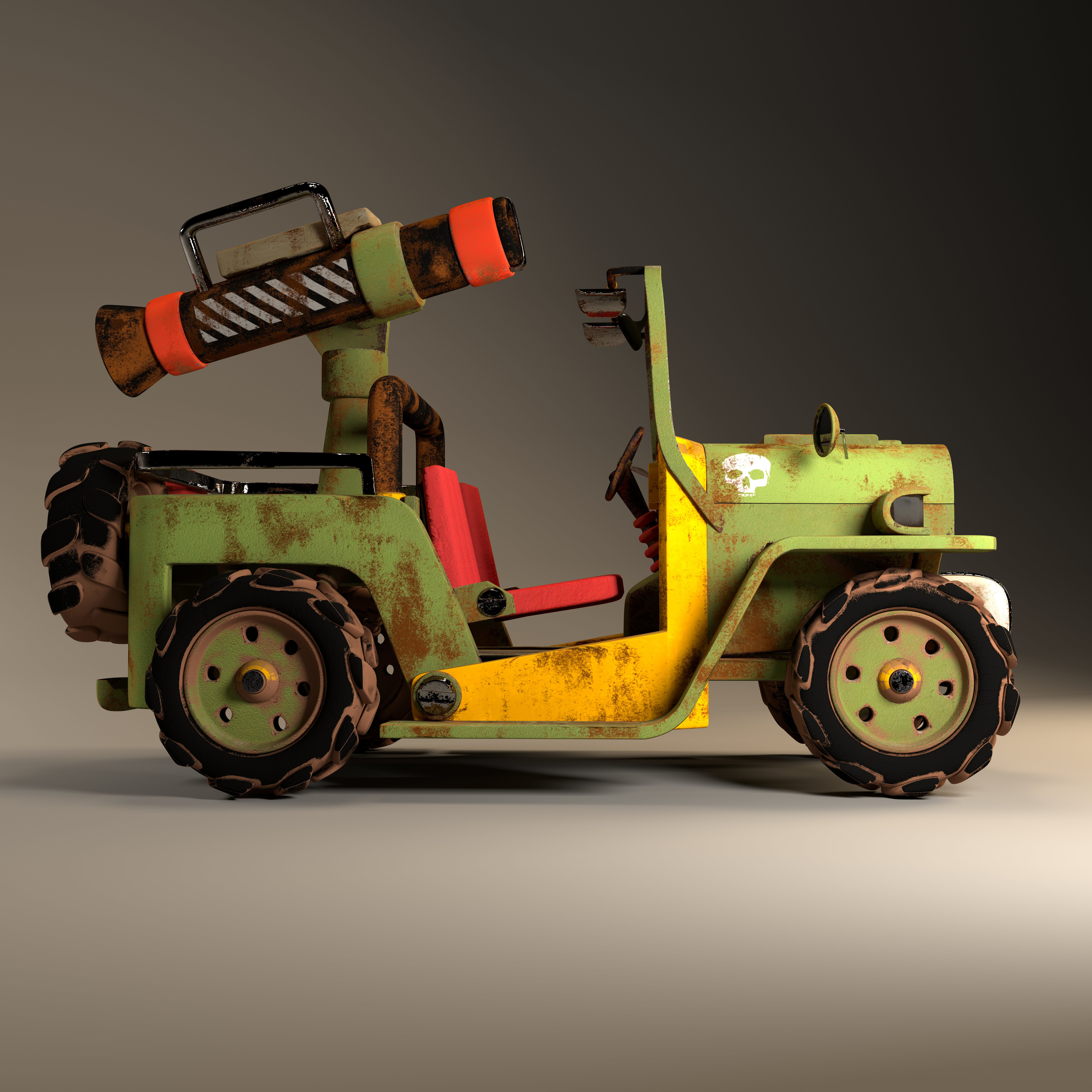 3D jeep Model with Substance painter texturing Low-poly 3D model_1
