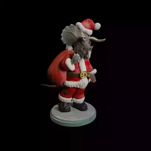 Triceratops Santa Claus - pre supported dinosaur humanoid 3D print model Triceratops Santa Claus - pre supported dinosaur humanoid 3D print model