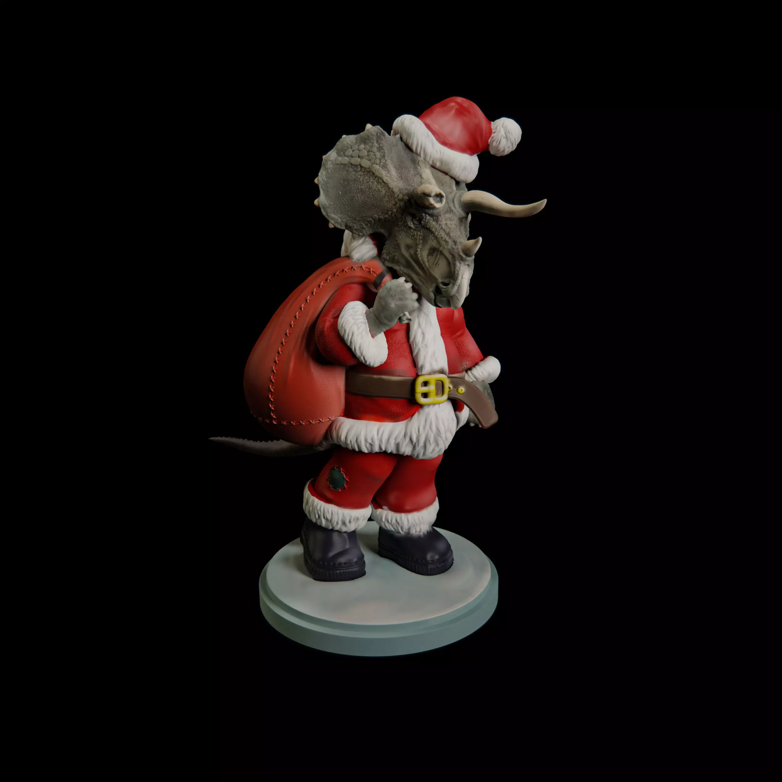 Triceratops Santa Claus - pre supported dinosaur humanoid 3D print model_0