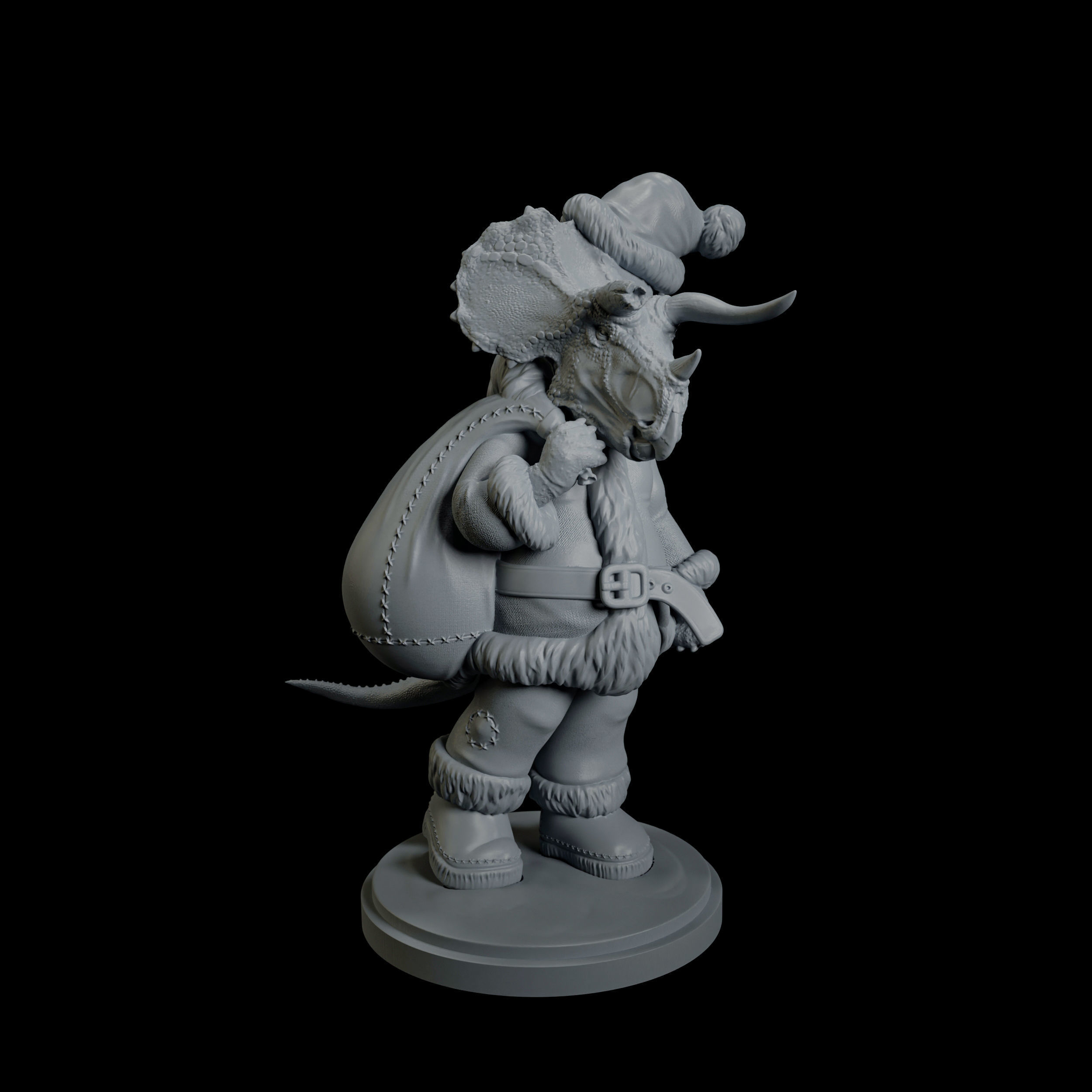Triceratops Santa Claus - pre supported dinosaur humanoid 3D print model_1