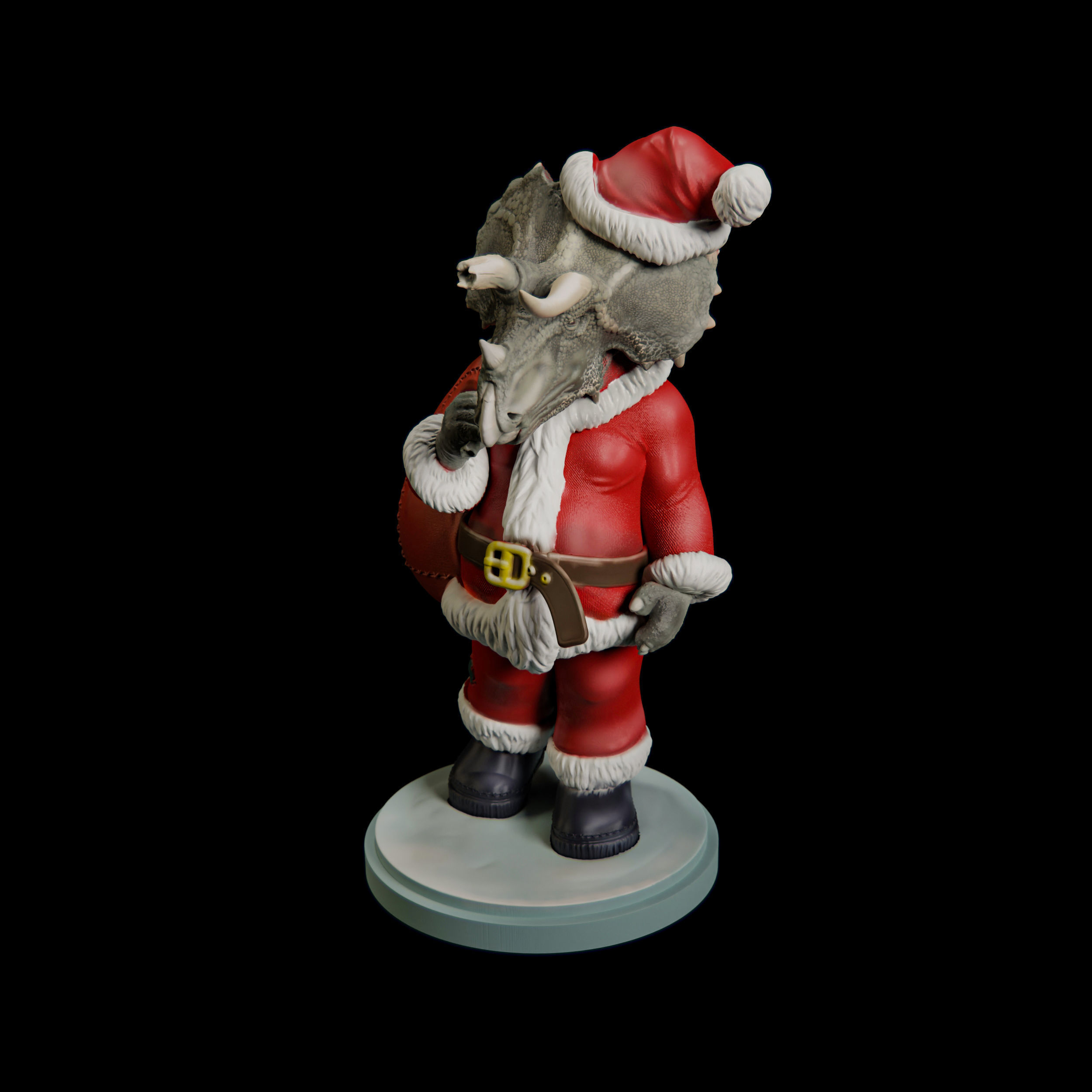 Triceratops Santa Claus - pre supported dinosaur humanoid 3D print model_3