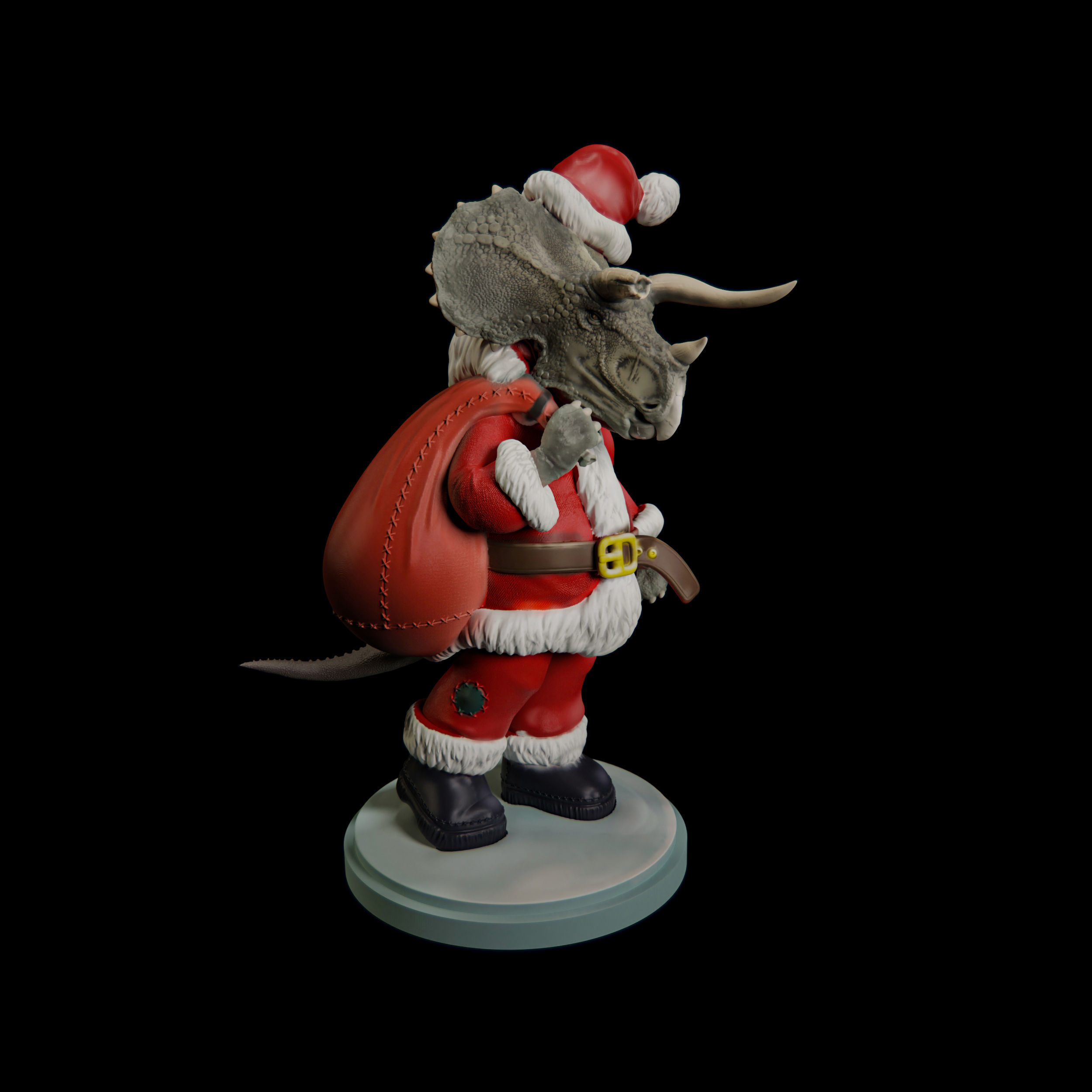 Triceratops Santa Claus - pre supported dinosaur humanoid 3D print model_2