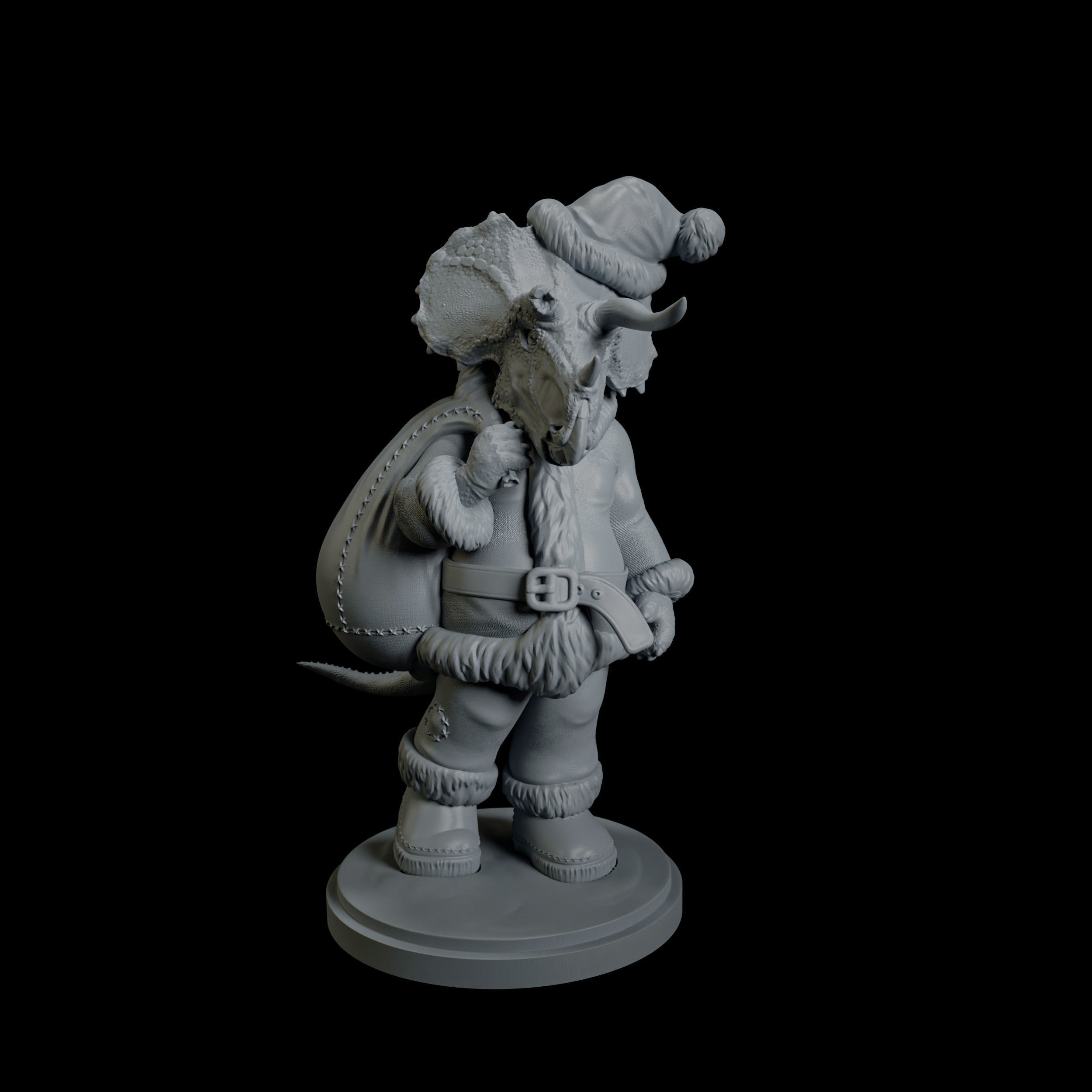 Triceratops Santa Claus - pre supported dinosaur humanoid 3D print model_4