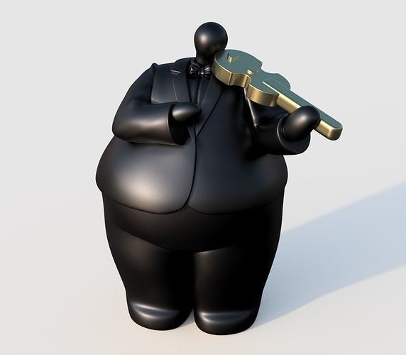 THE VIOLINIST man in suit holding golden key 3D print model