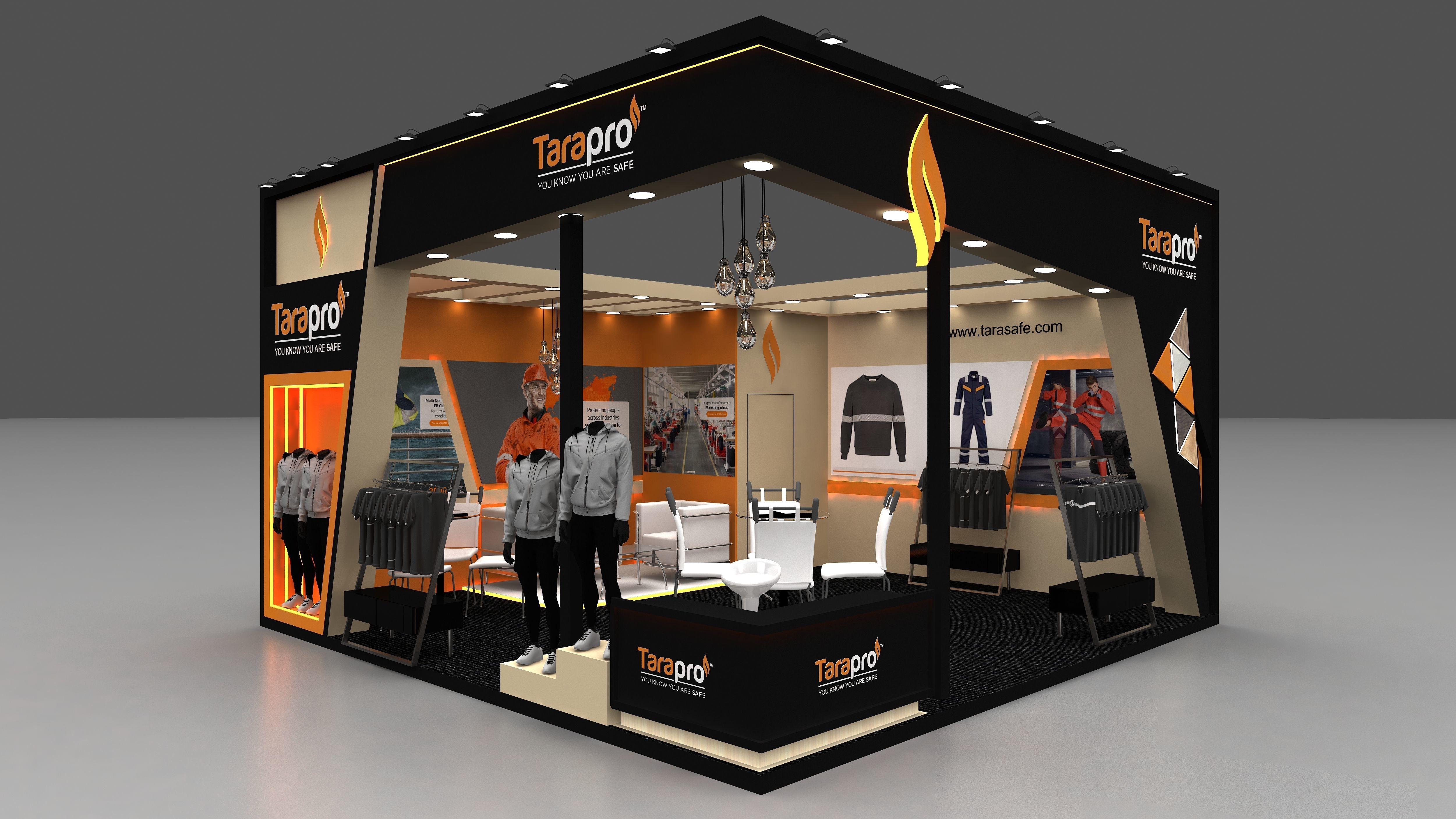 6mtr x 6mtr  2 Side open exhibition Stand Low-poly 3D model_1
