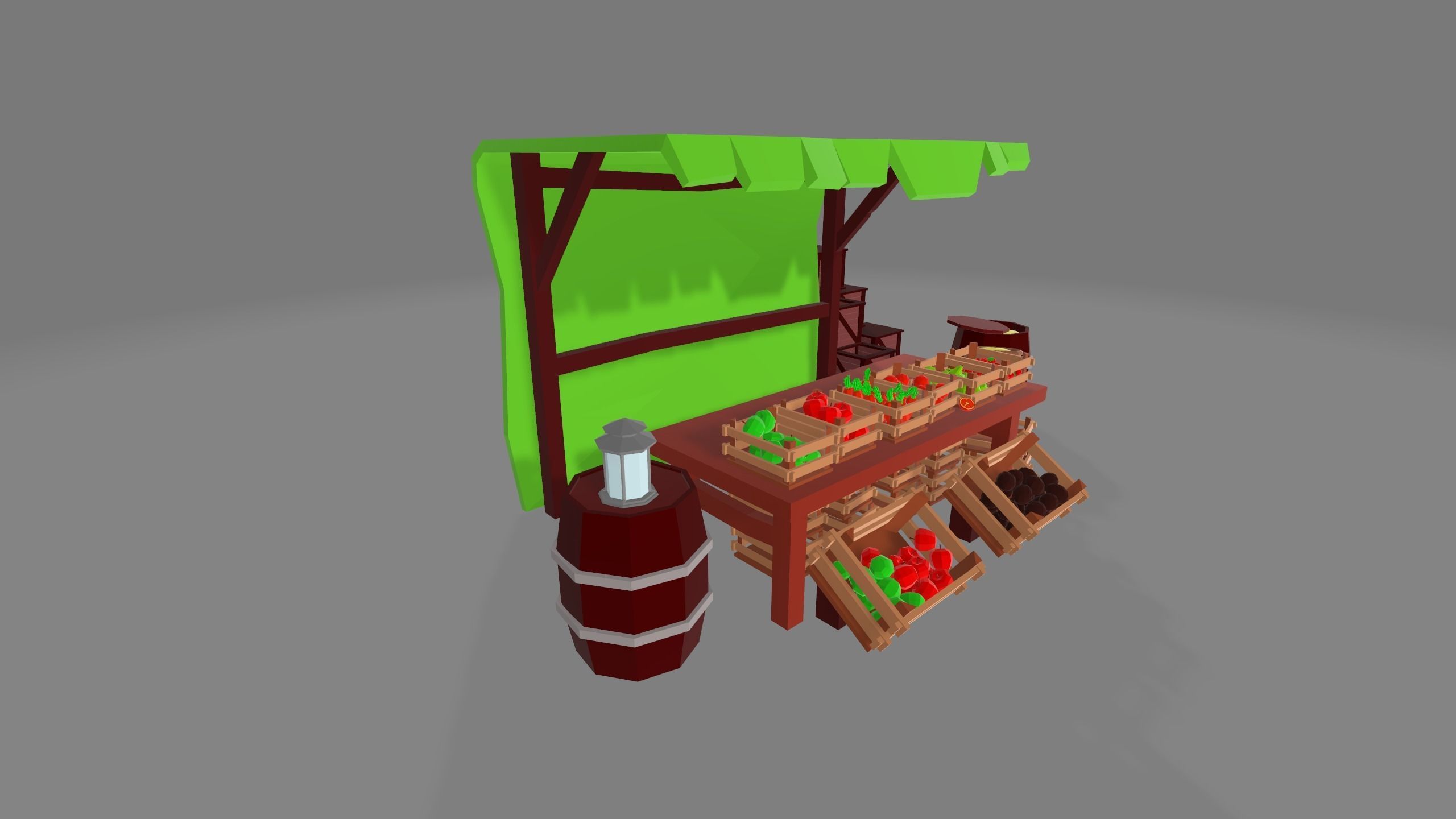 Fruit Market Stand Low-poly 3D model_1