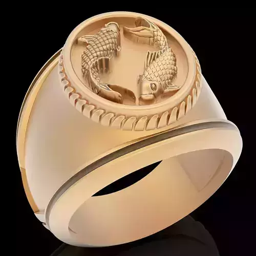 Fish ring gold printable jewelry 3D model