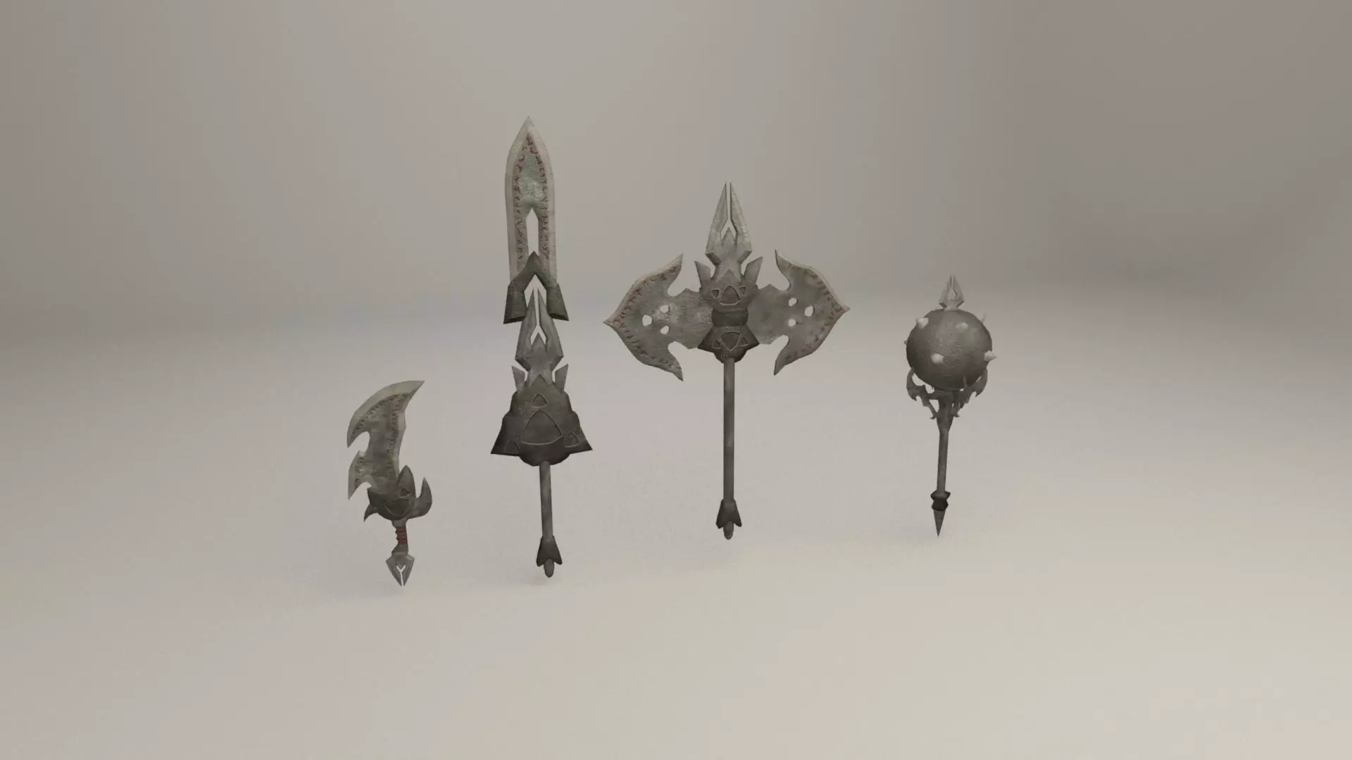 Bladed weapons Low-poly 3D model_0