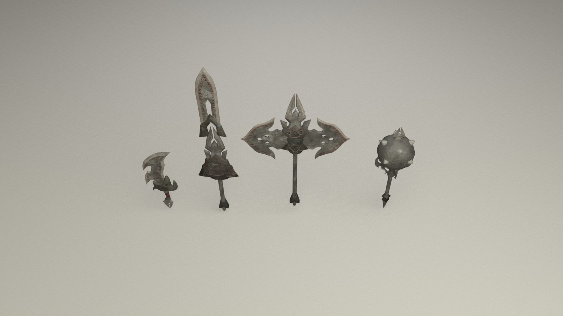 Bladed weapons Low-poly 3D model_4