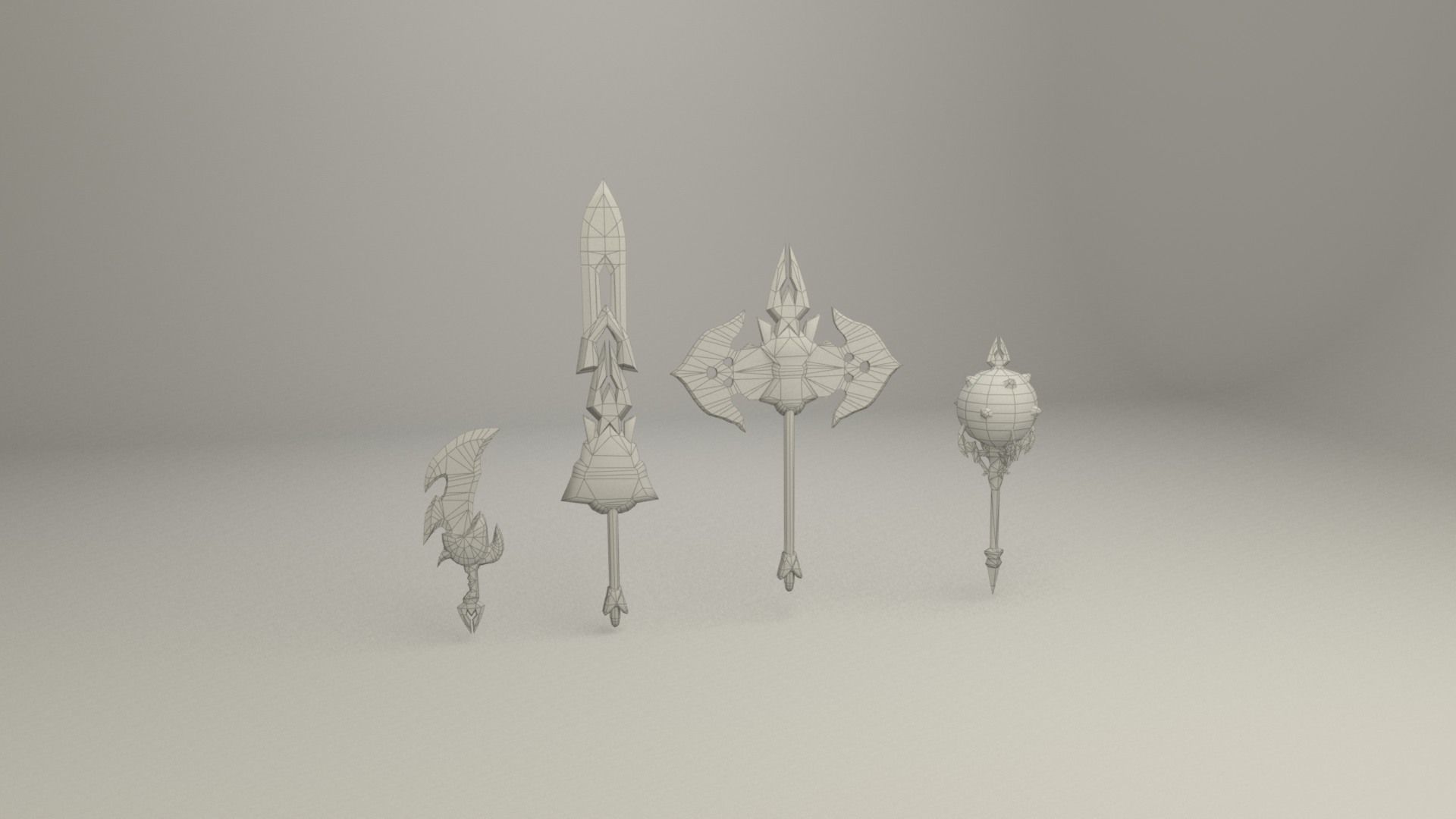 Bladed weapons Low-poly 3D model_9
