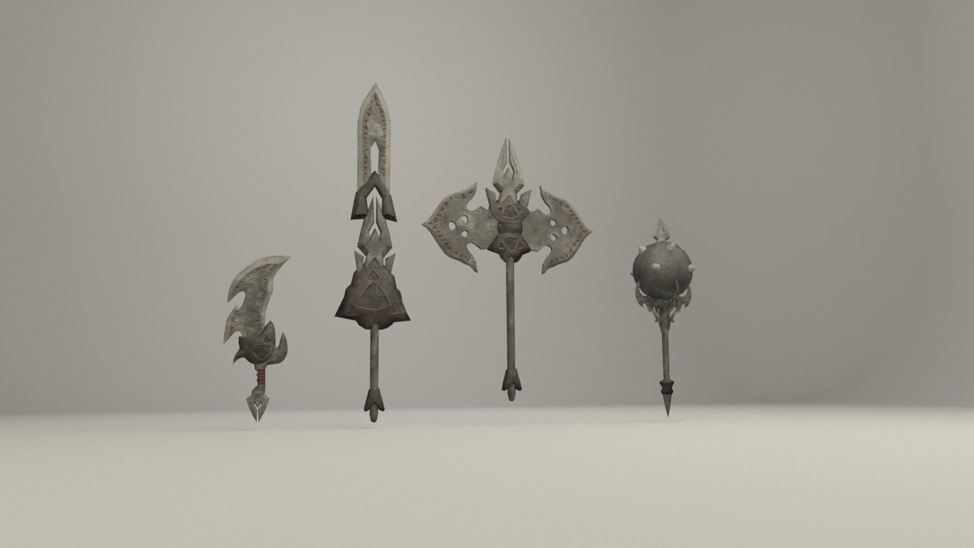 Bladed weapons Low-poly 3D model_2