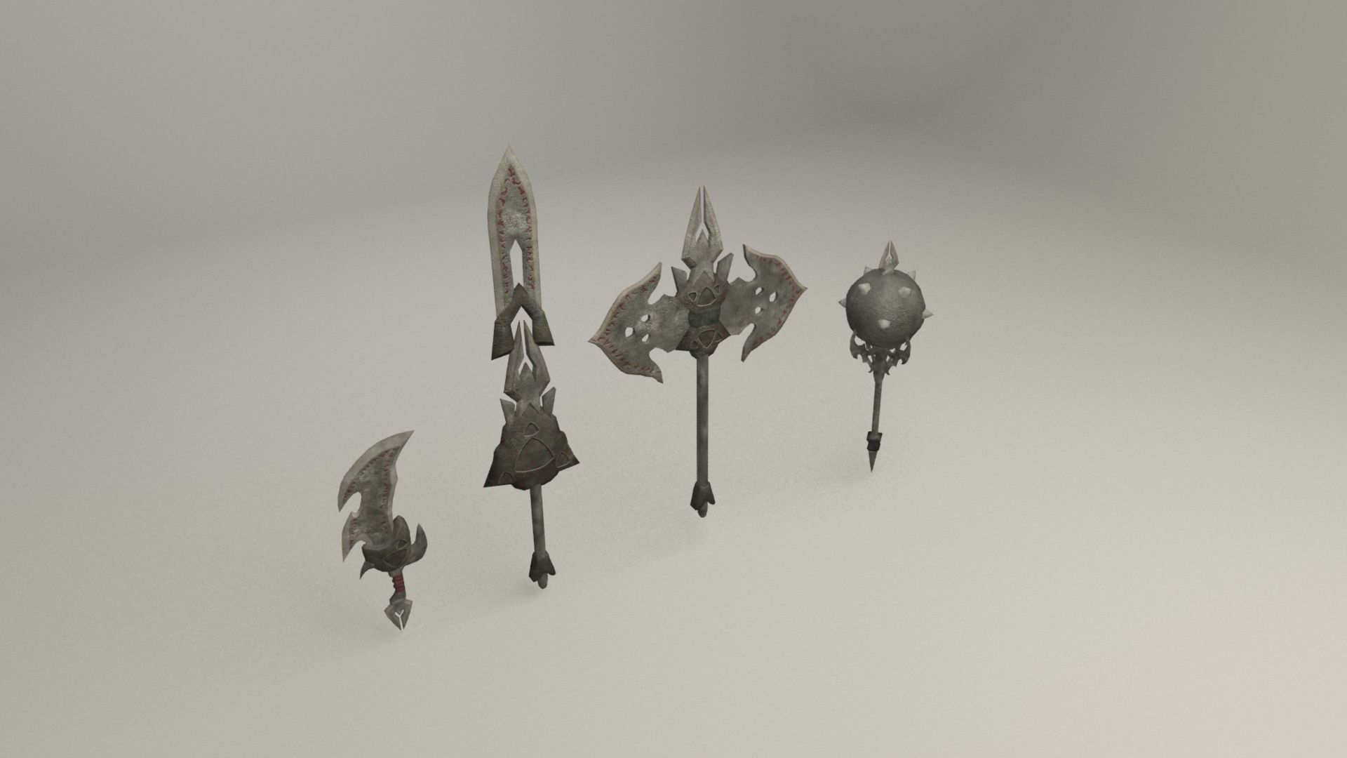 Bladed weapons Low-poly 3D model_3