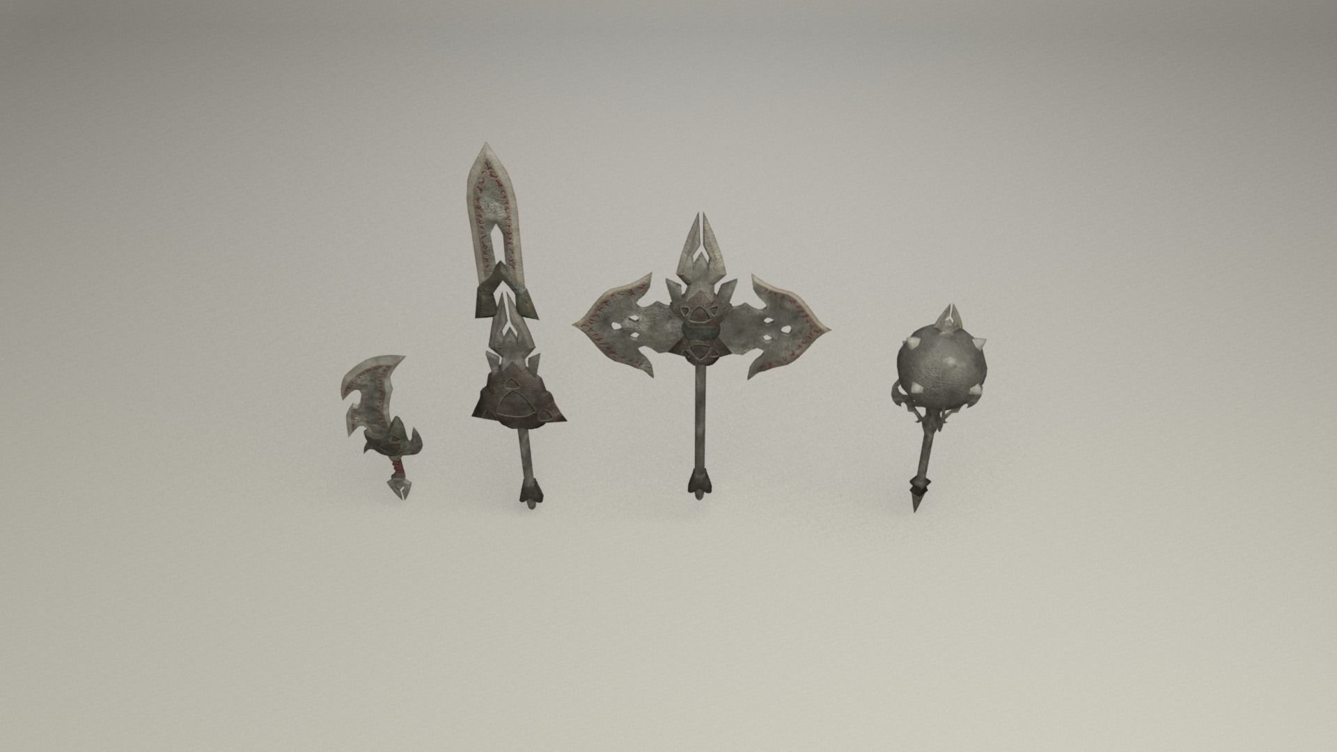 Bladed weapons Low-poly 3D model_6