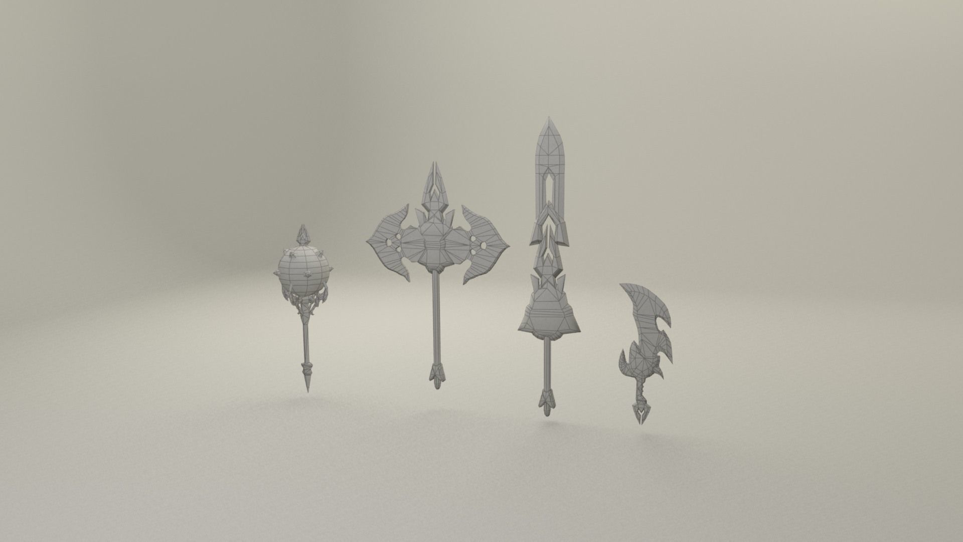Bladed weapons Low-poly 3D model_7
