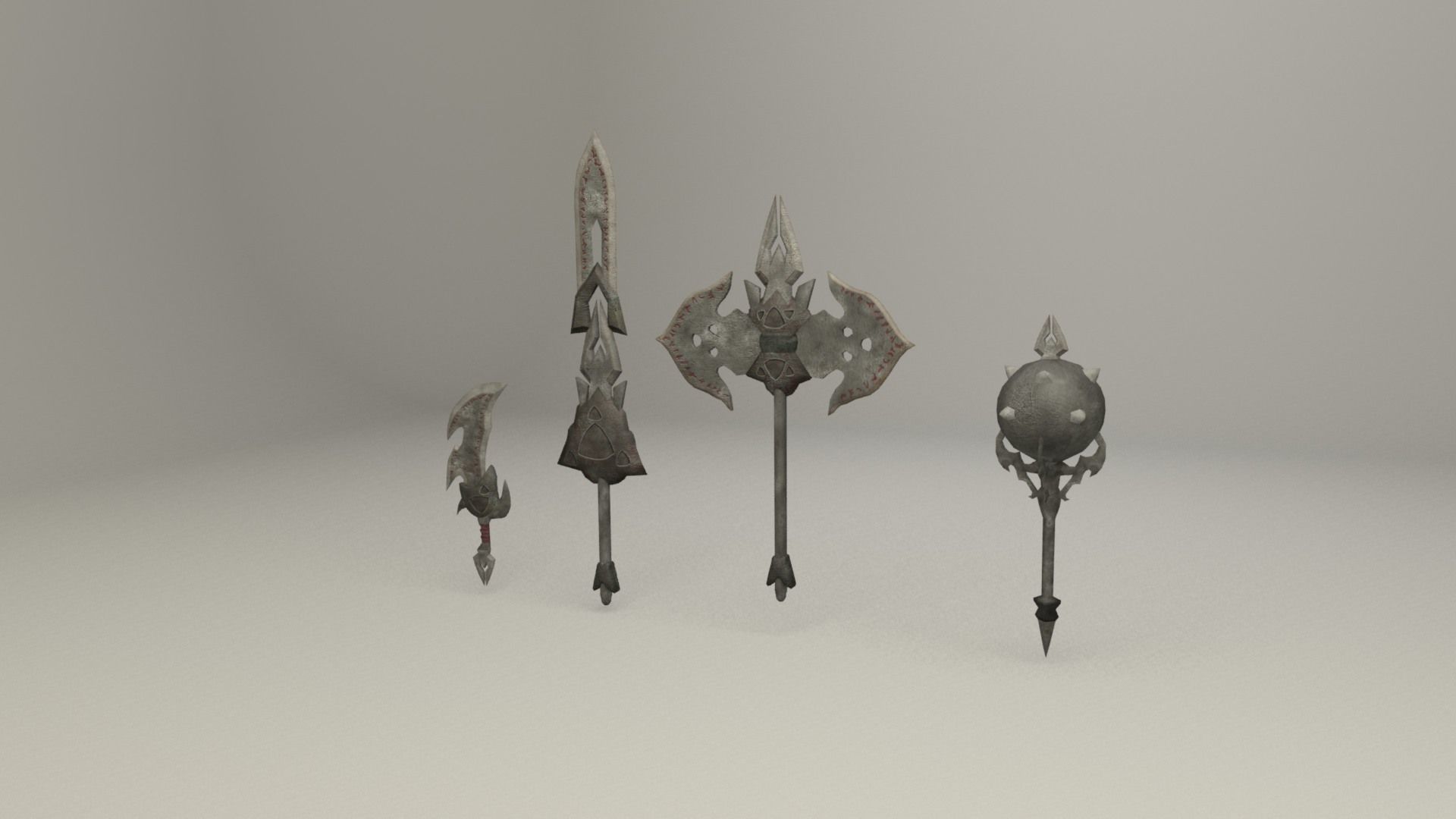 Bladed weapons Low-poly 3D model_1