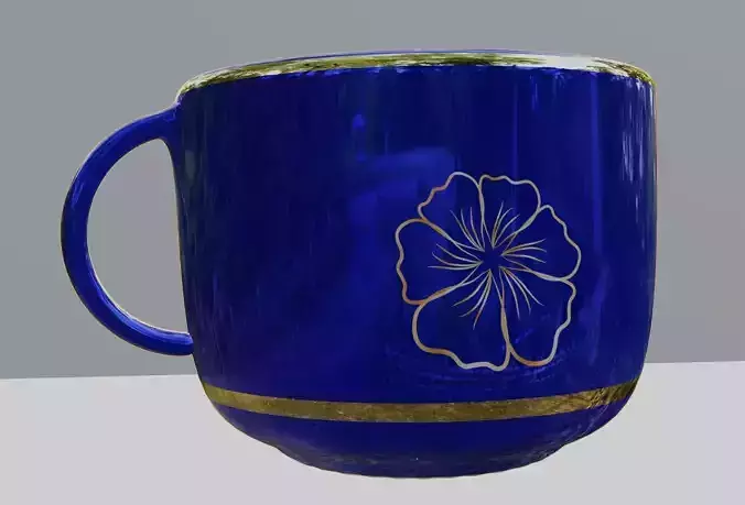 blue patterned cup