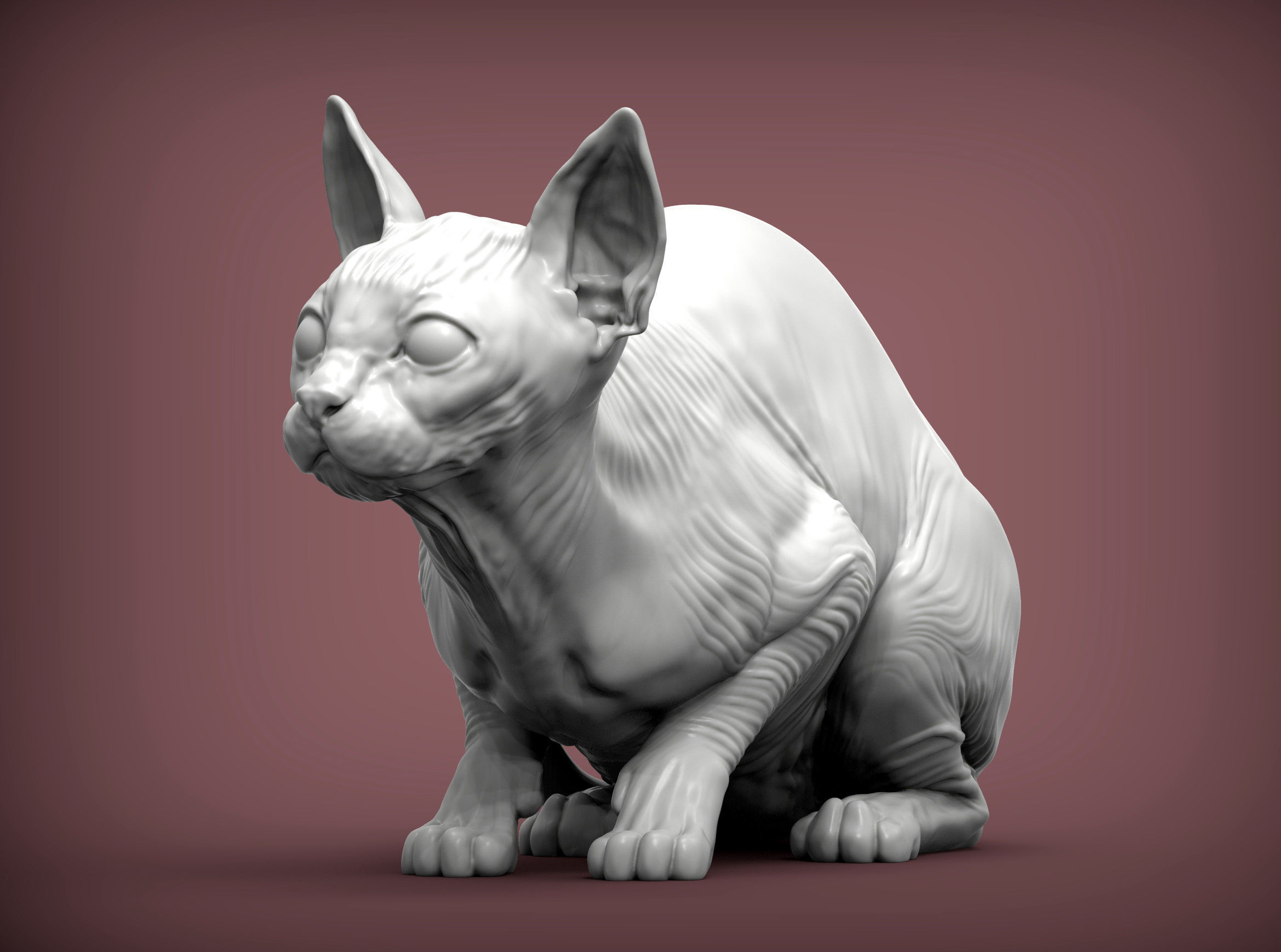 sphinx cat  3D print model_3