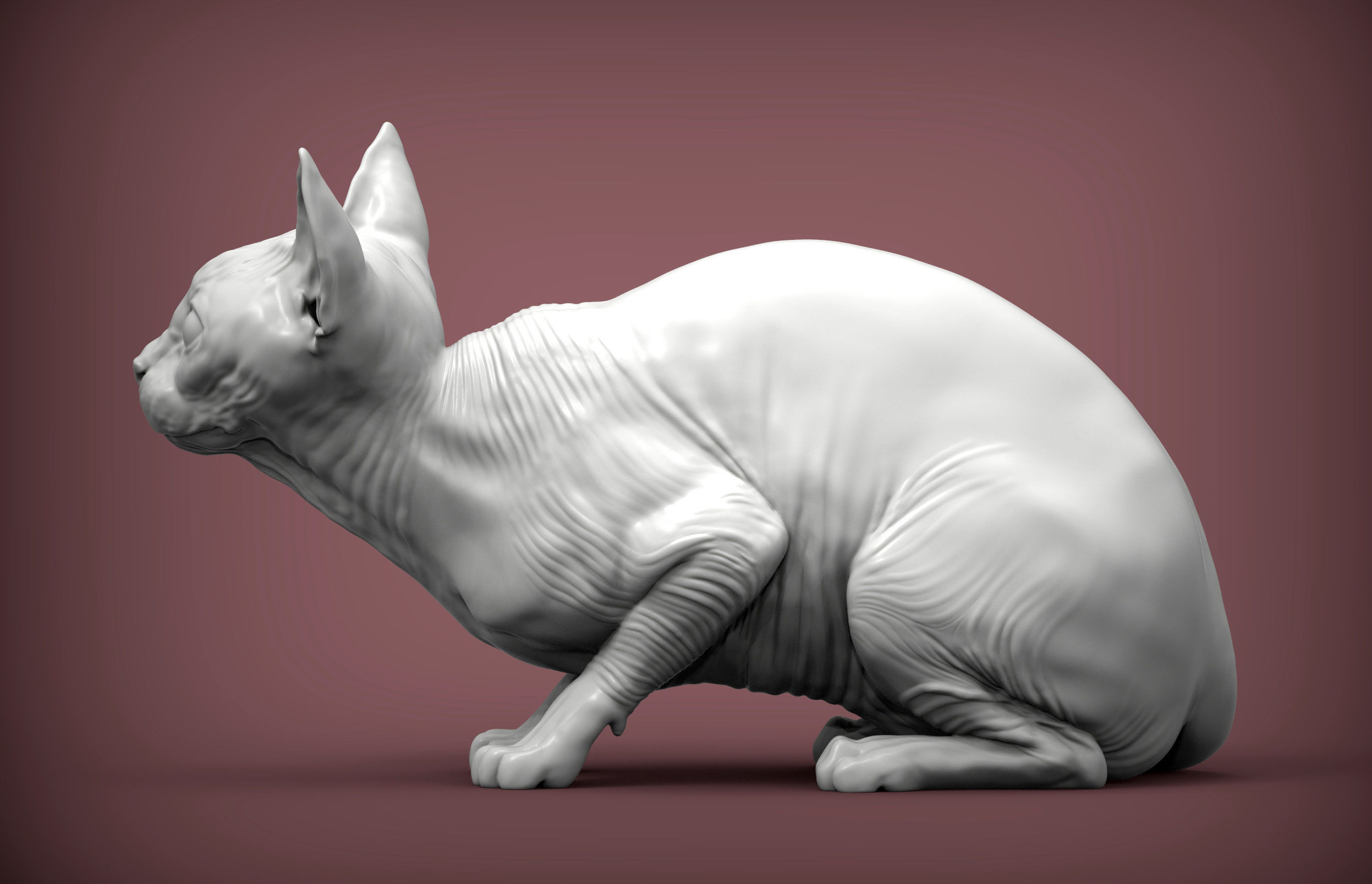 sphinx cat  3D print model_7