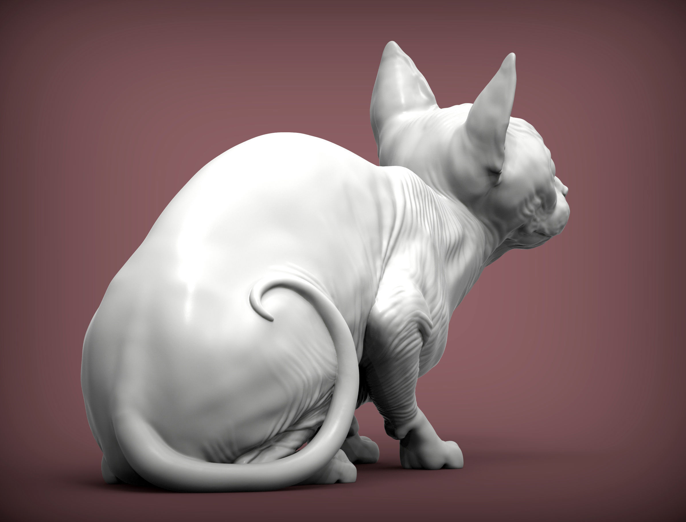 sphinx cat  3D print model_4