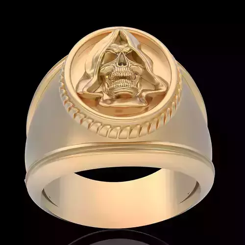 Gown skull ring silver gold jewelry printable 3D model