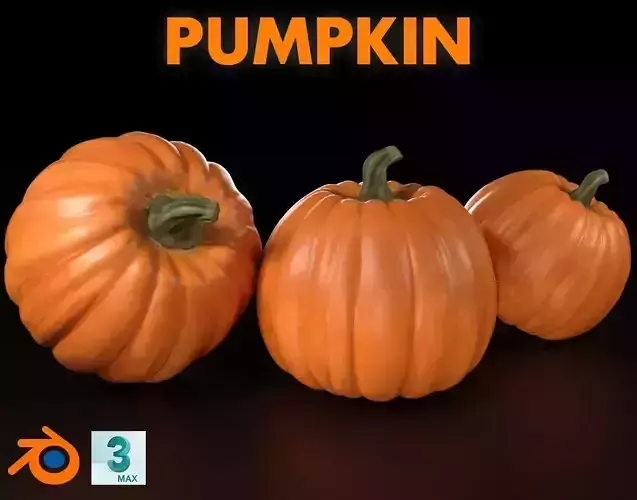 Pumpkin three pumpkins Free low-poly 3D model