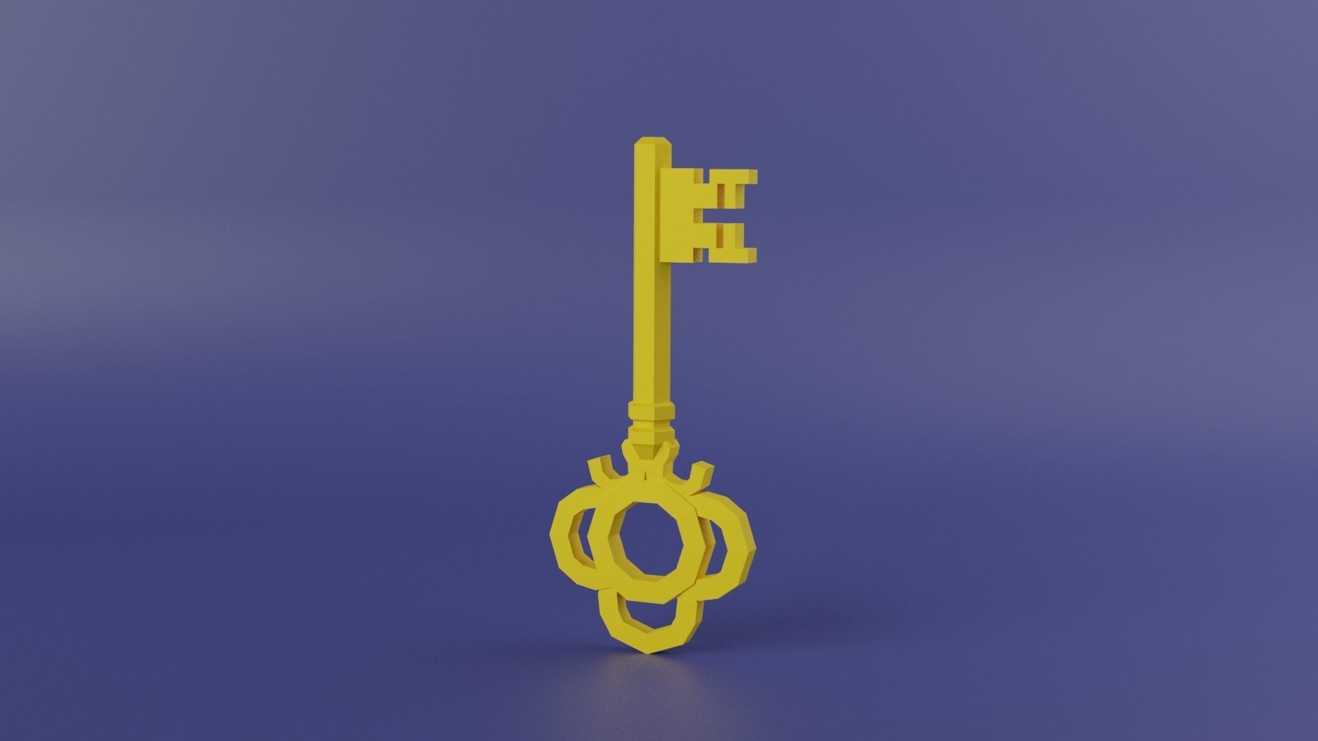 Gold Key Low-poly 3D model_1