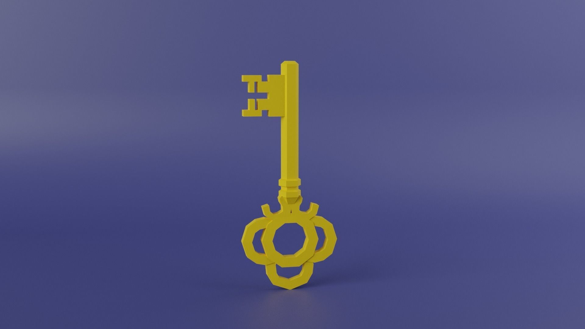 Gold Key Low-poly 3D model_5