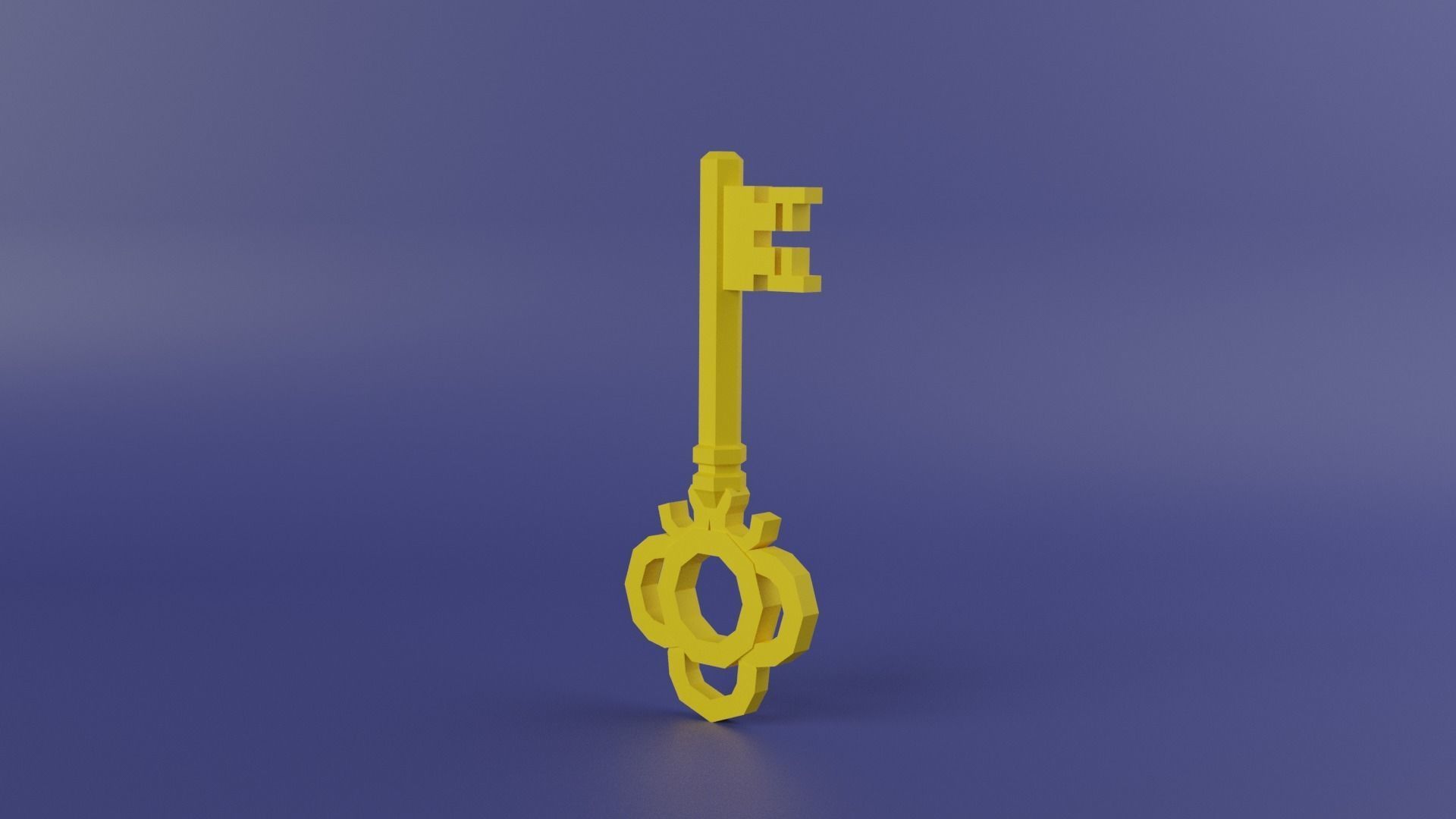 Gold Key Low-poly 3D model_2