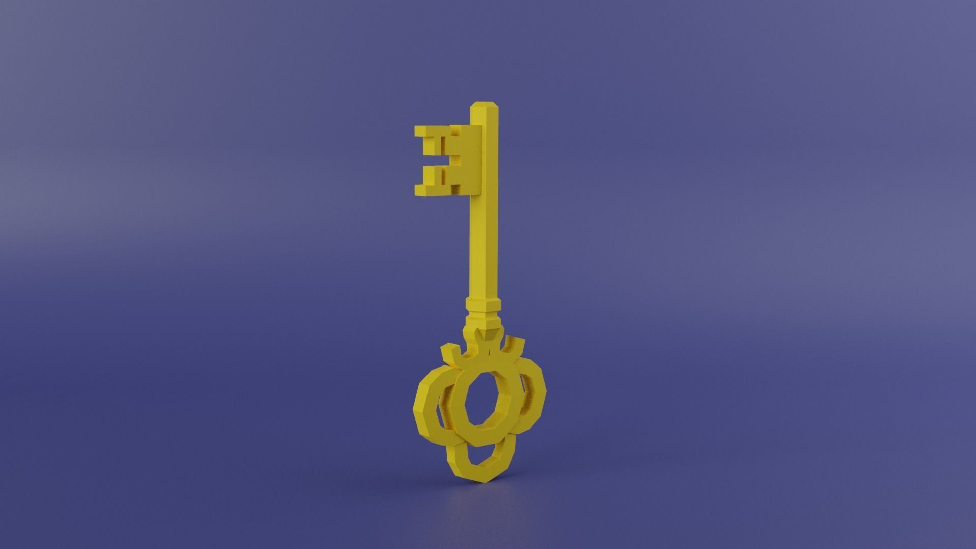 Gold Key Low-poly 3D model_4