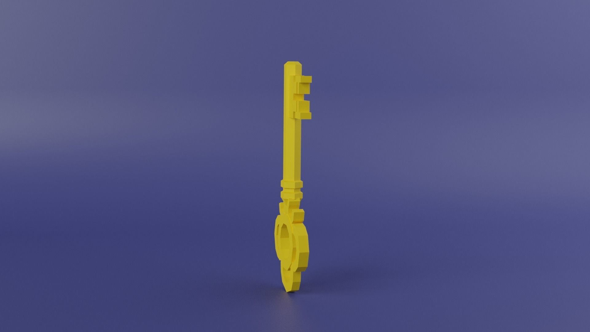 Gold Key Low-poly 3D model_3