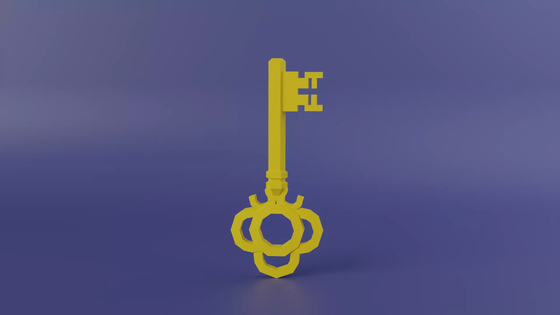 Gold Key Low-poly 3D model_0