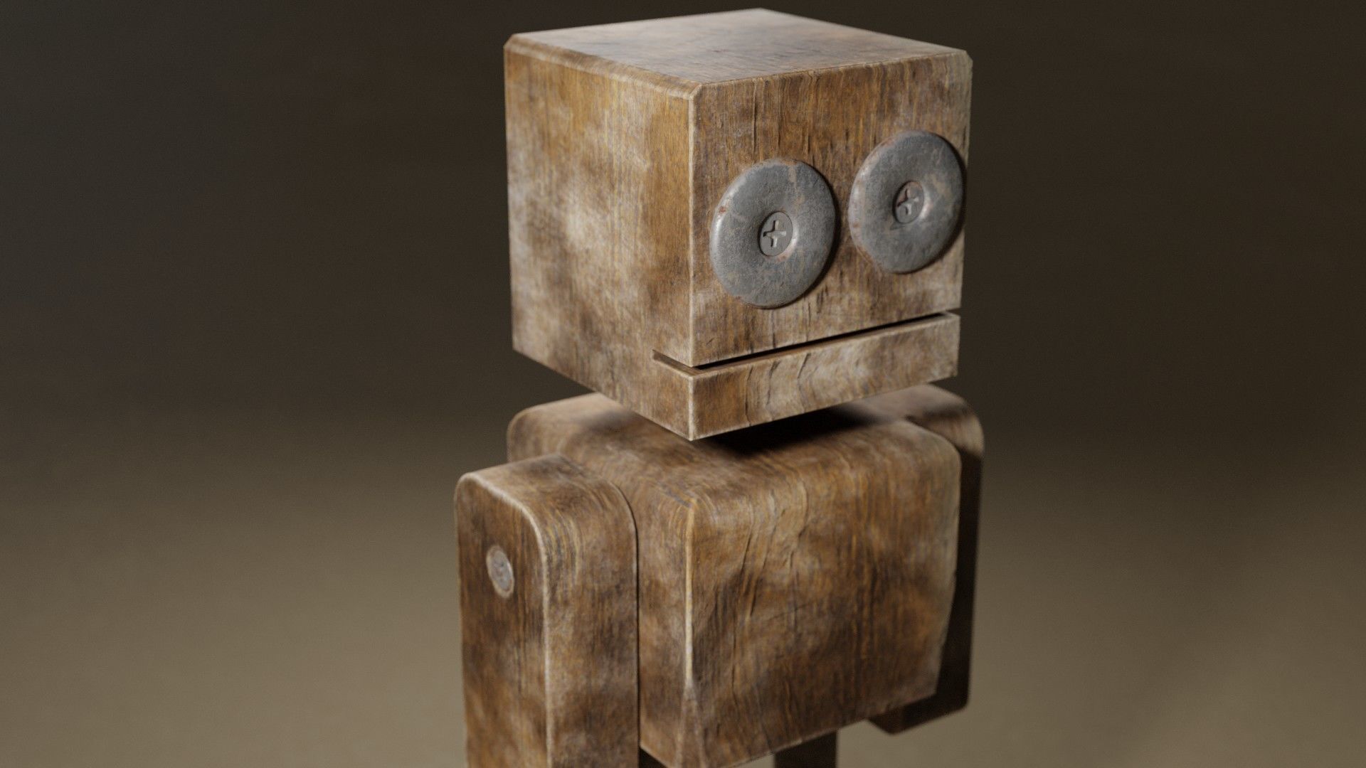 Wooden Robot 3D model_7