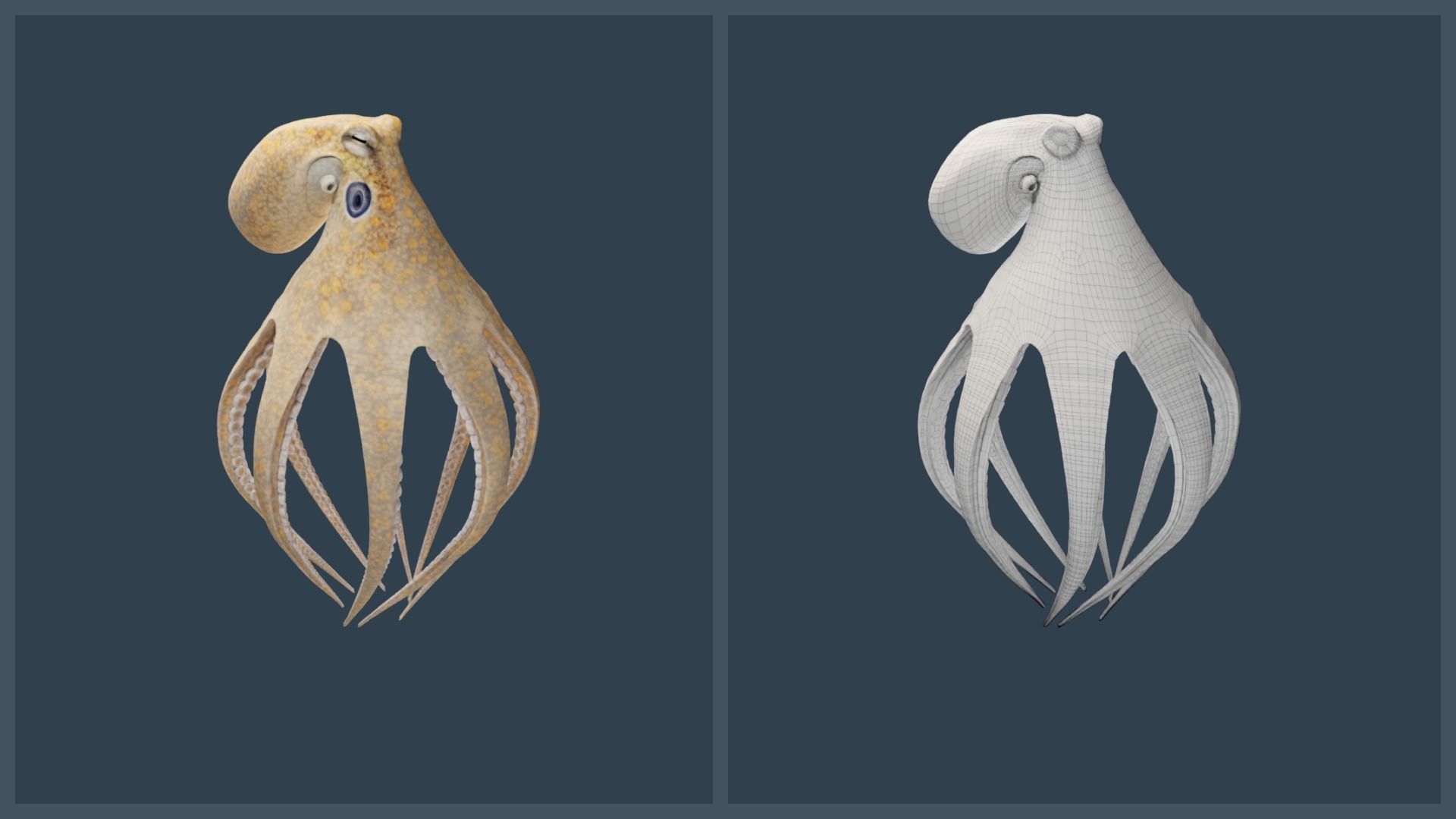 Animated California Two-Spot Octopus Low-poly 3D model_12