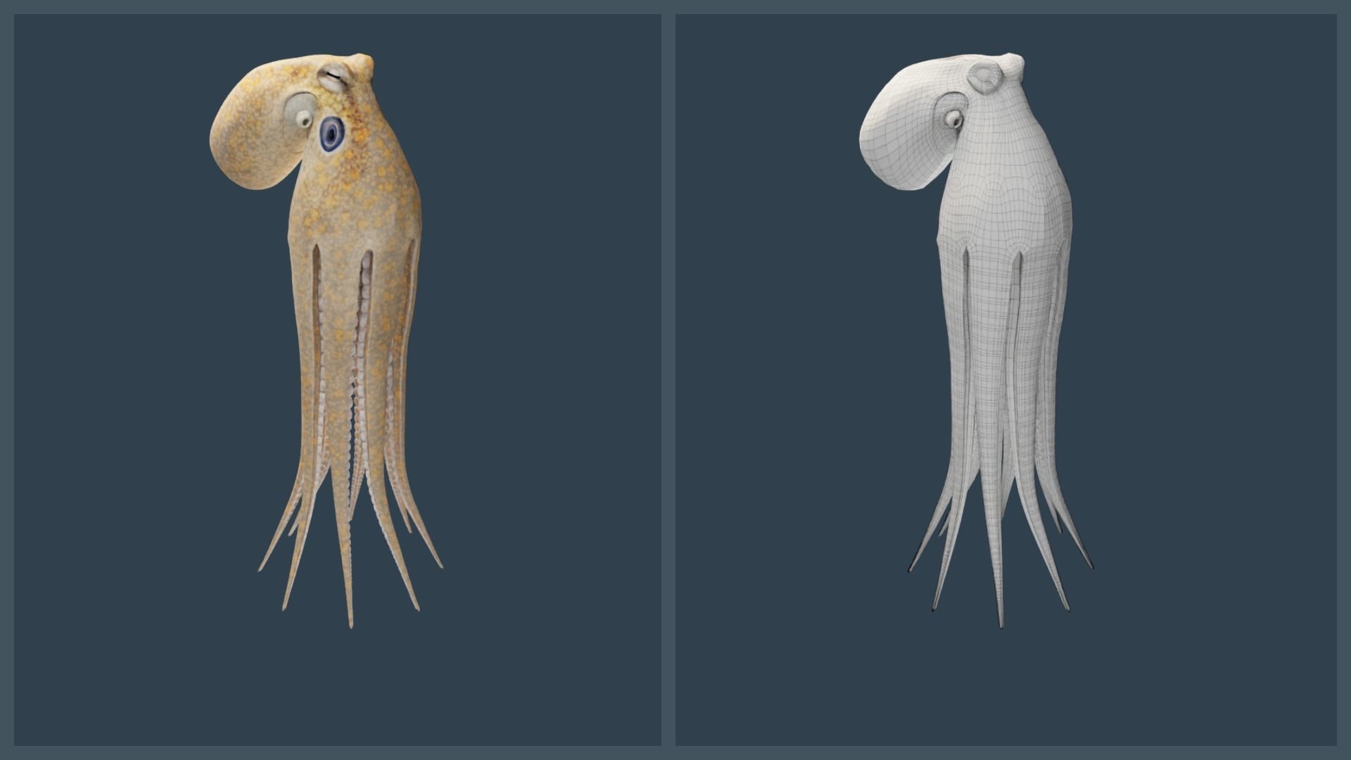 Animated California Two-Spot Octopus Low-poly 3D model_22