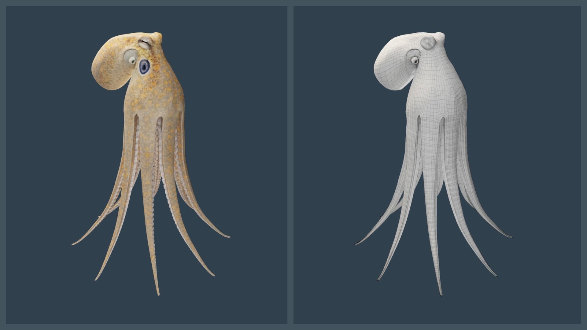 Animated California Two-Spot Octopus Low-poly 3D model_20