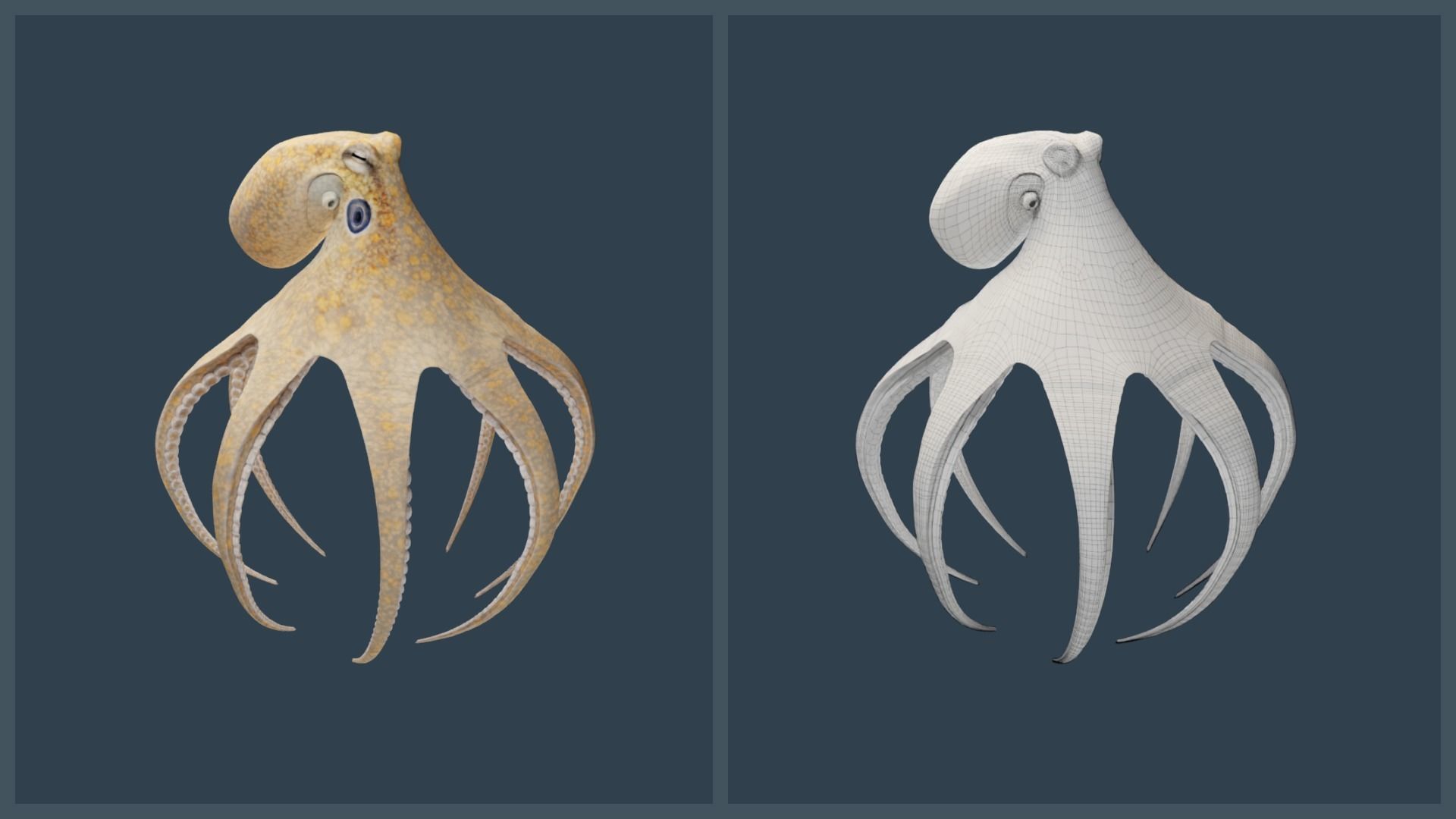 Animated California Two-Spot Octopus Low-poly 3D model_13