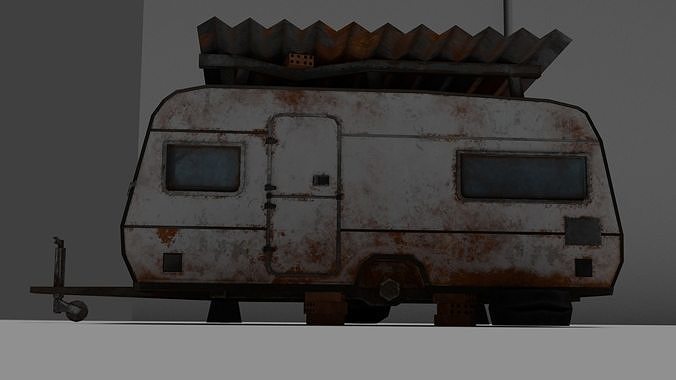 caravan Mobile vehicle for stylized-cartoon paint Low-poly 3D model 4