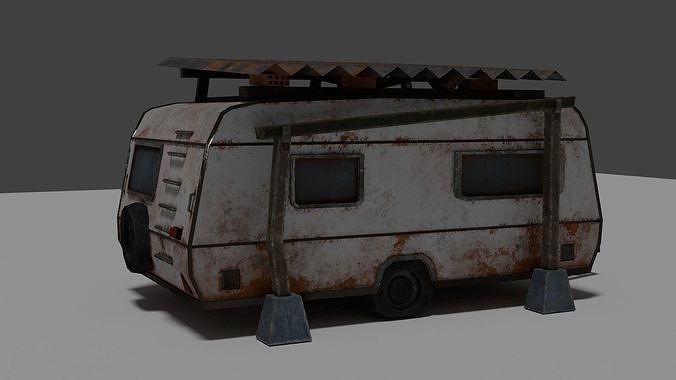 caravan Mobile vehicle for stylized-cartoon paint Low-poly 3D model 3