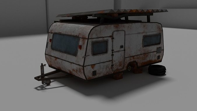 caravan Mobile vehicle for stylized-cartoon paint Low-poly 3D model