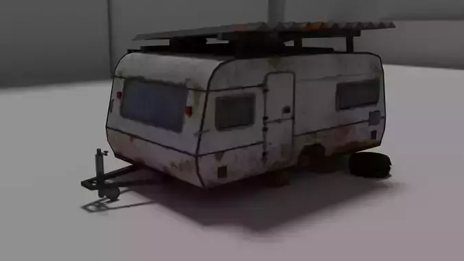 caravan Mobile vehicle for stylized-cartoon paint Low-poly 3D model