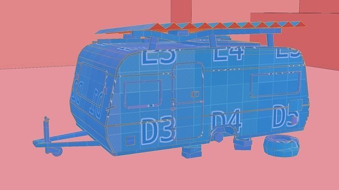 caravan Mobile vehicle for stylized-cartoon paint Low-poly 3D model 5