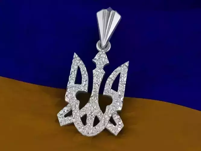 Trident ukrainian diamond pendant